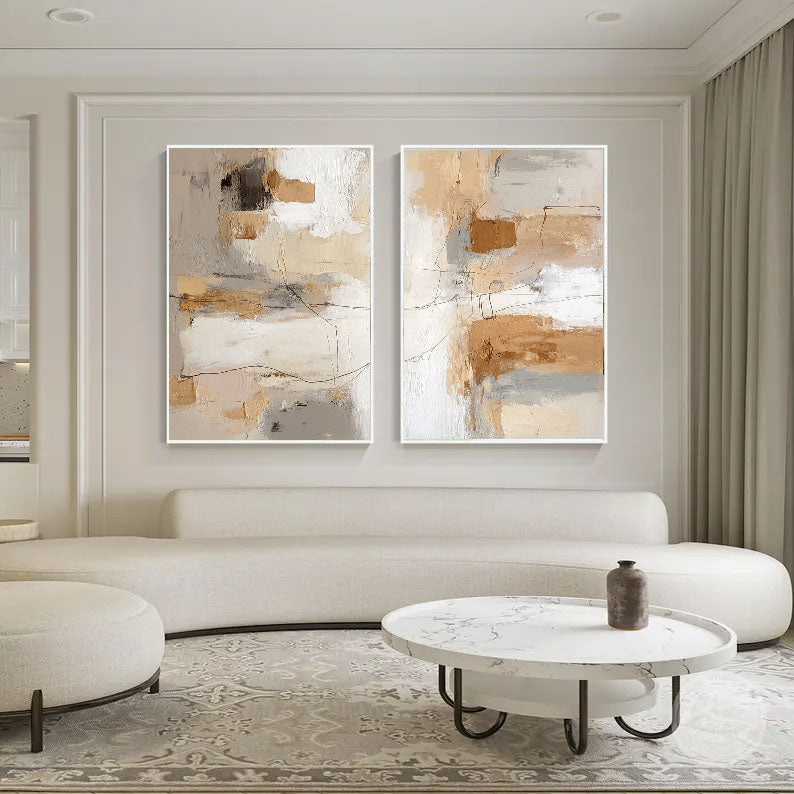 Textured Abstract Harmony | Beige Grey