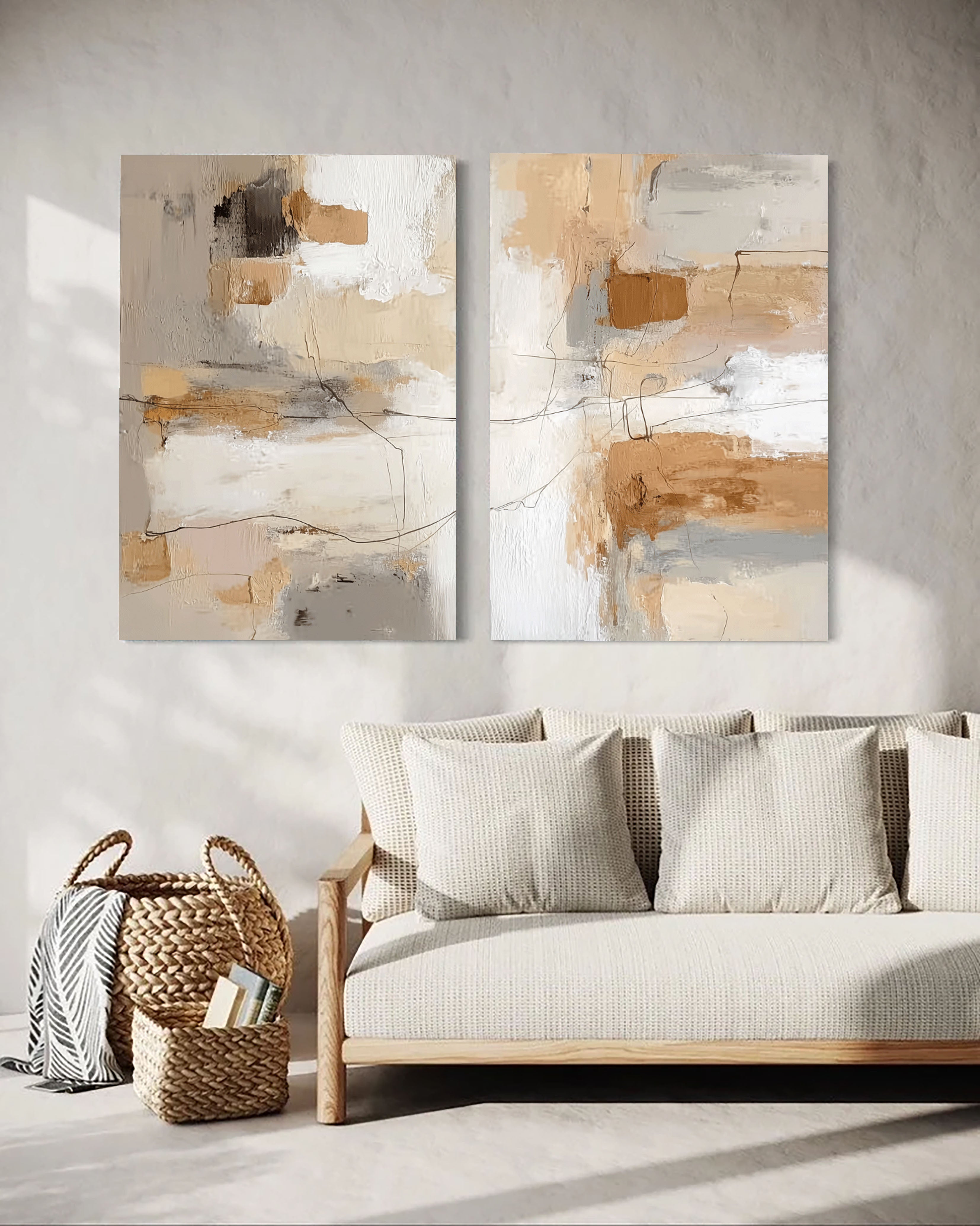 Textured Abstract Harmony | Beige Grey