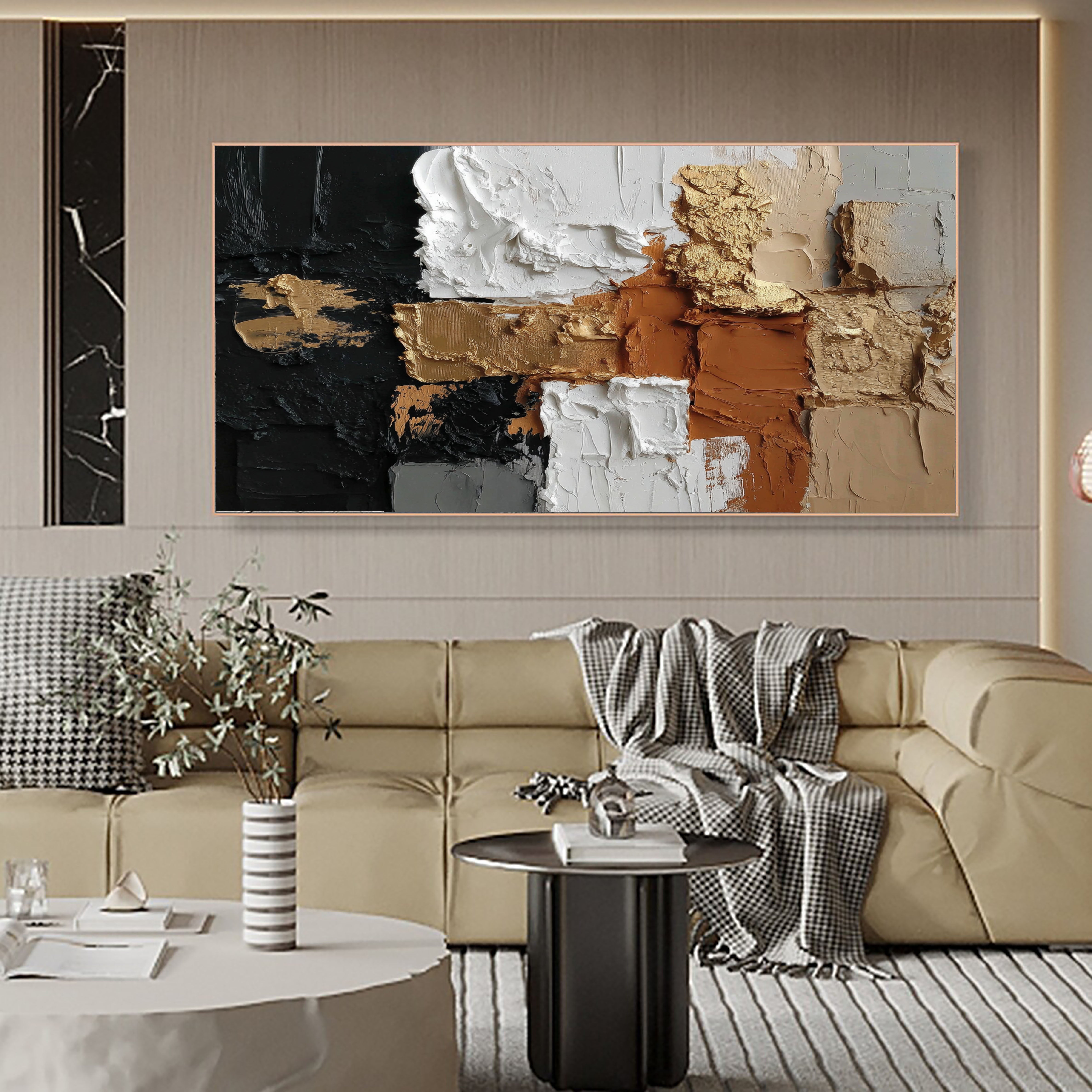 Textured Geometric Blocks | Gilded Noir