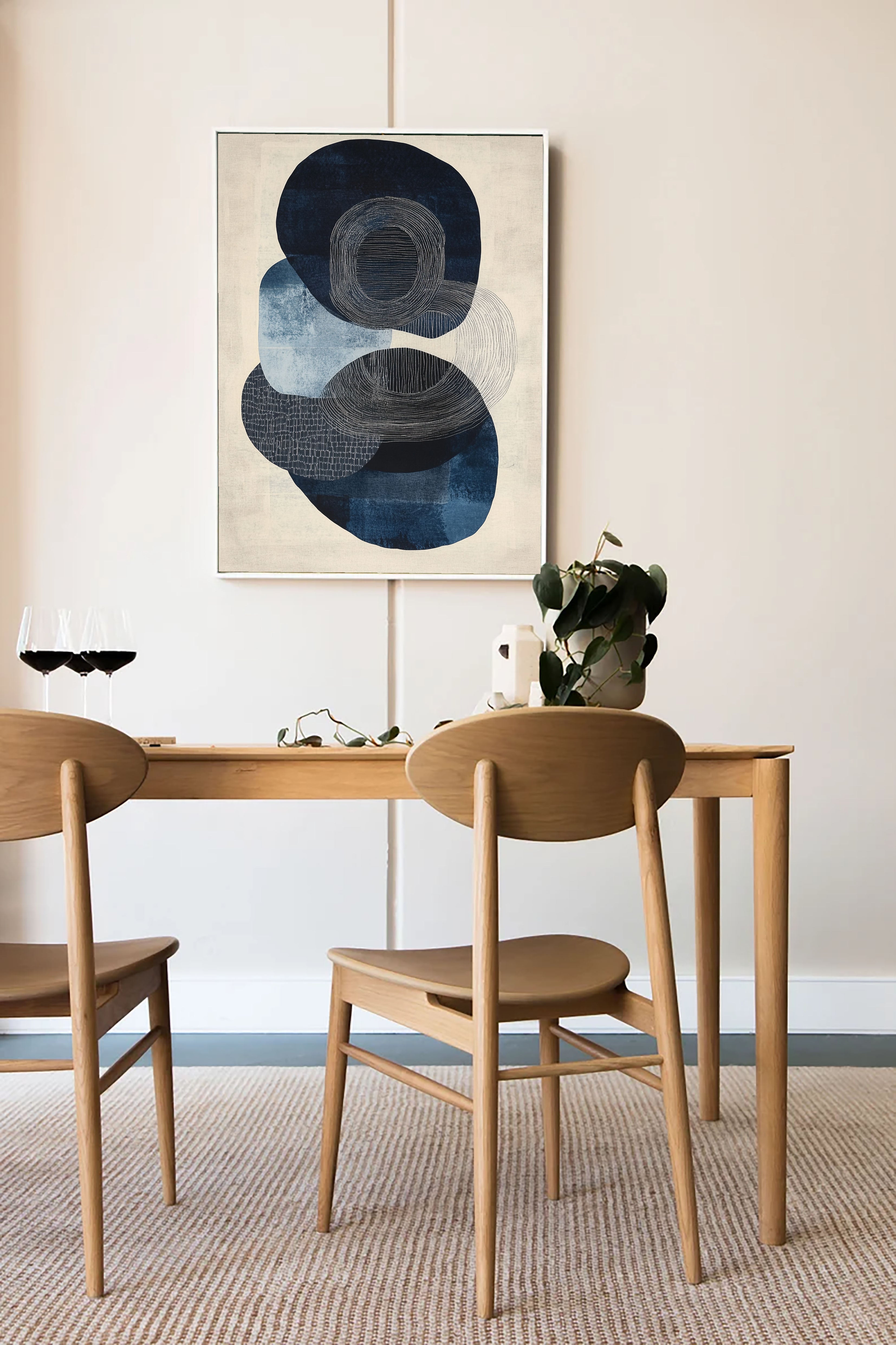 Filigranes ovales Serenity | Indigo-Untertöne
