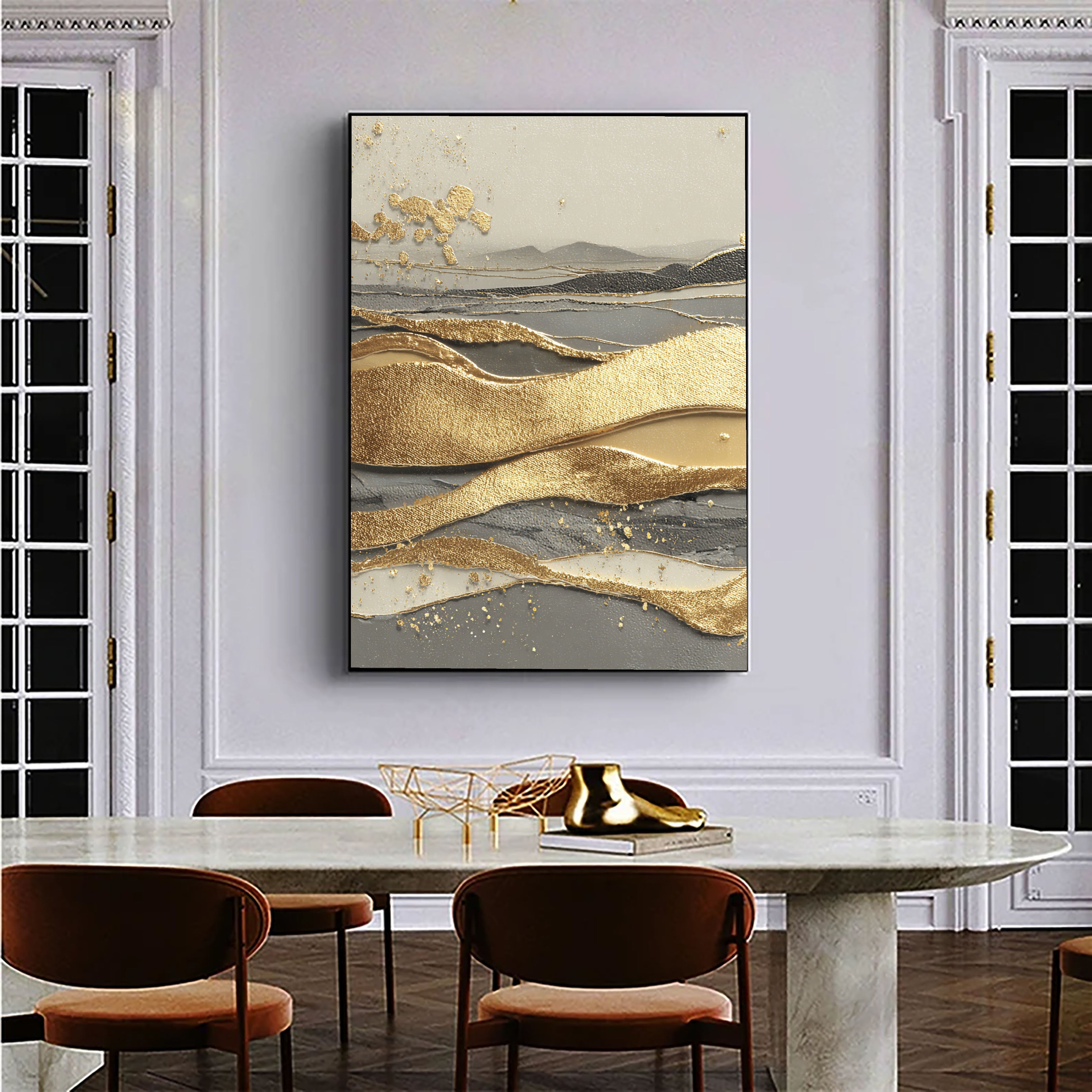 Textured Gilded Waves | Misty Horizon