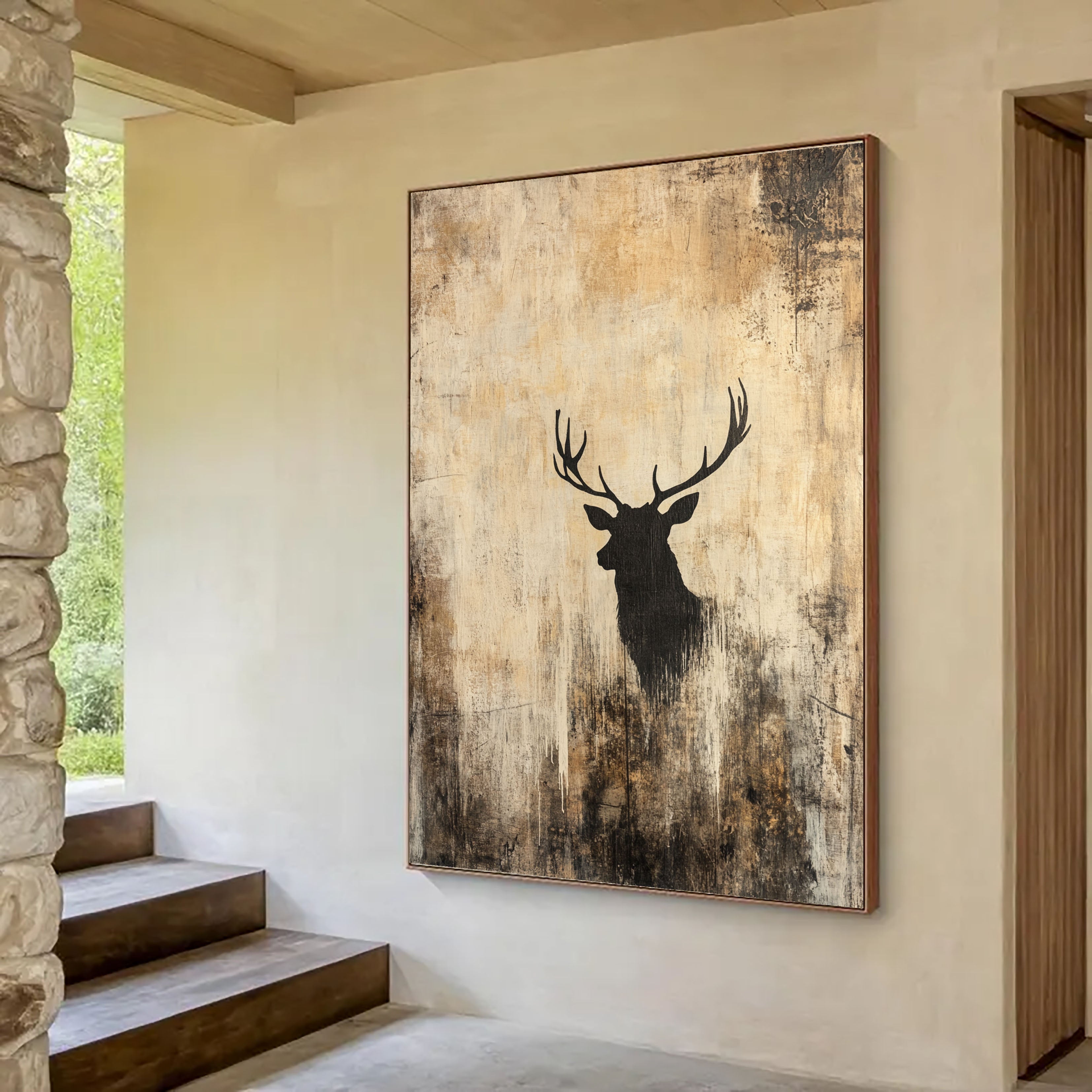 Textured Stag Silhouette | Earthy Hues