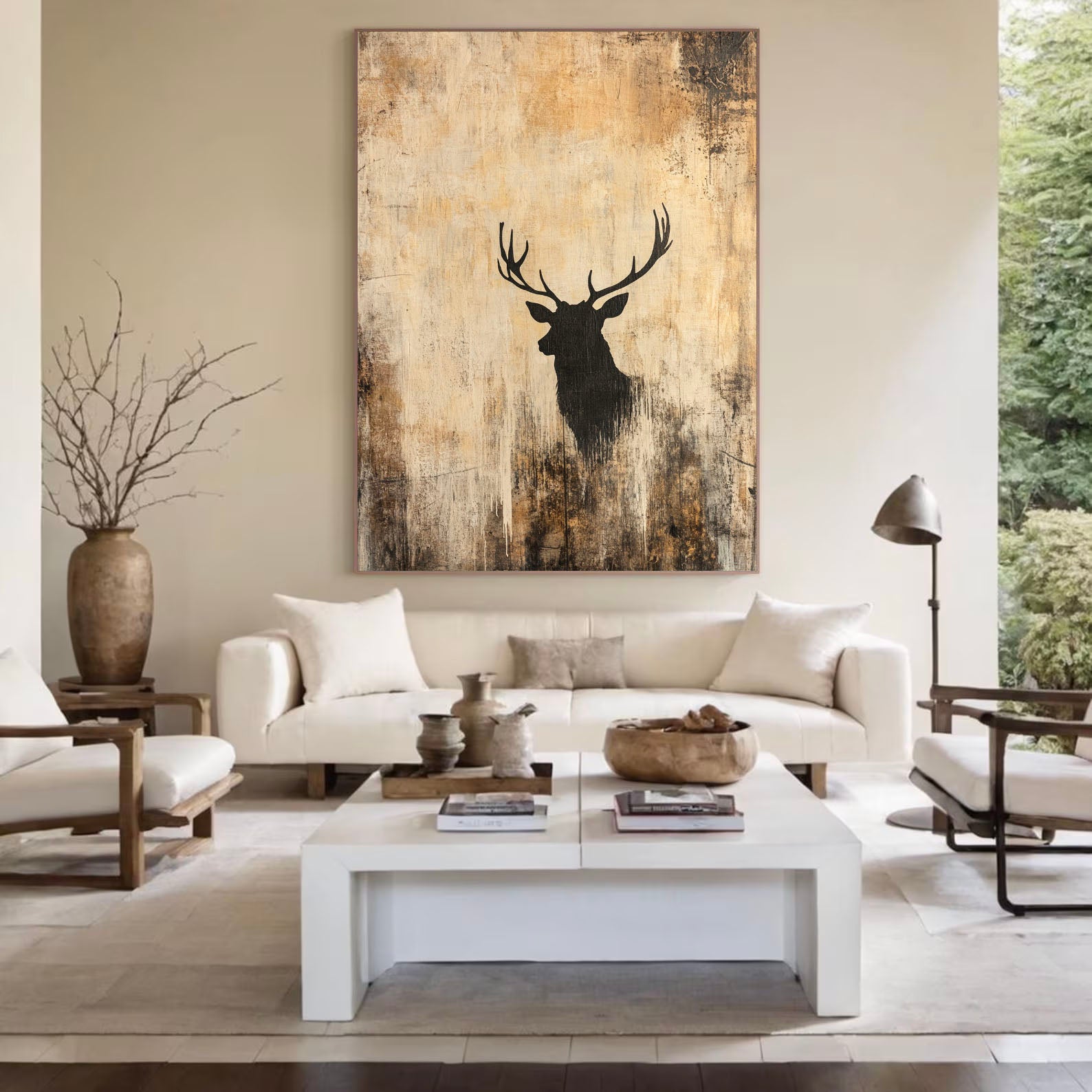 Textured Stag Silhouette | Earthy Hues