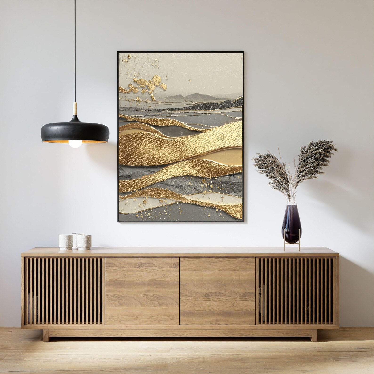 Textured Gilded Waves | Misty Horizon