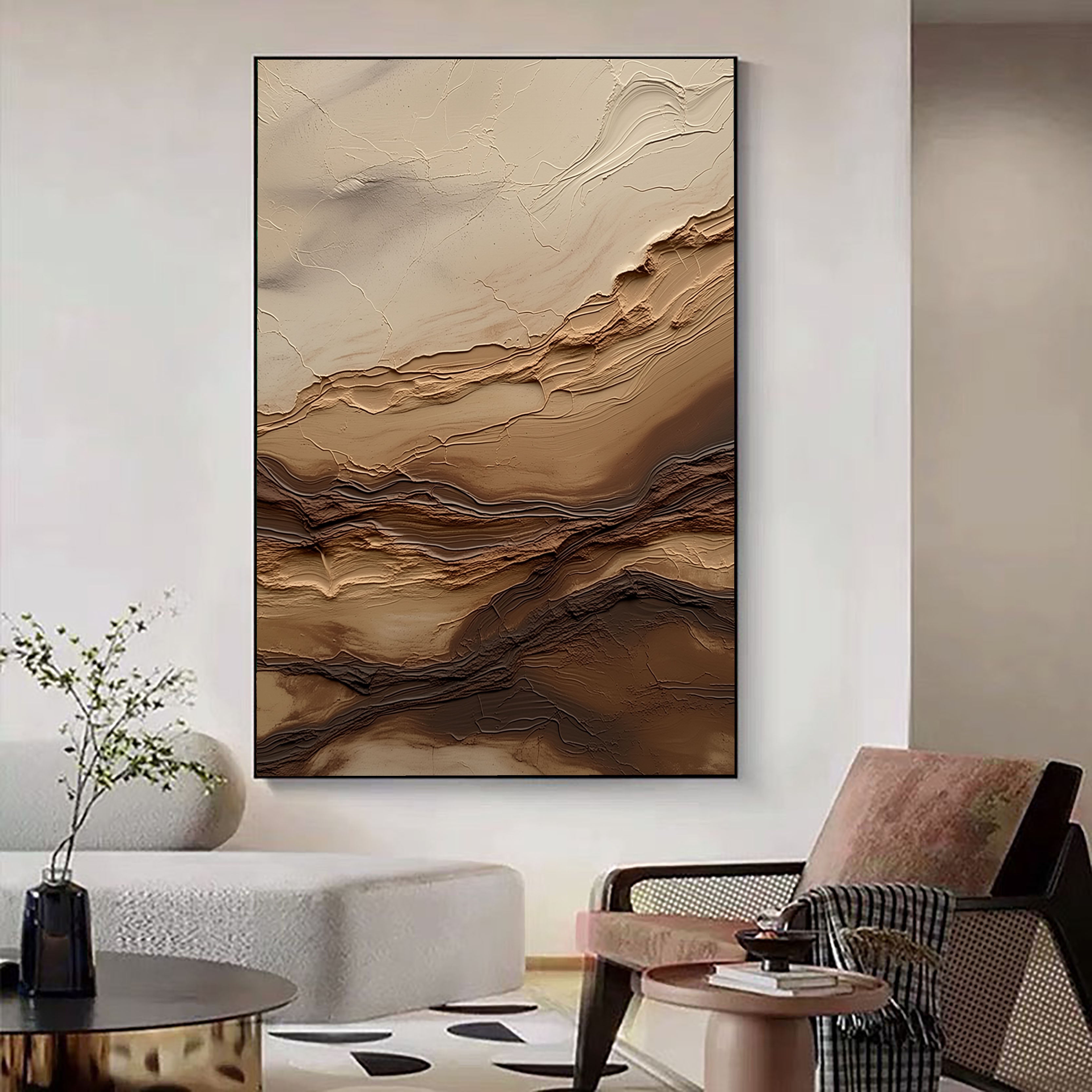 Strukturierte Geländeschichten | Beige Braun