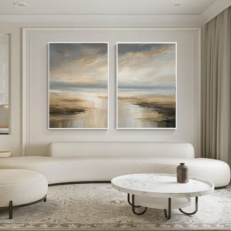 Textured Horizon Layers | Beige Grey