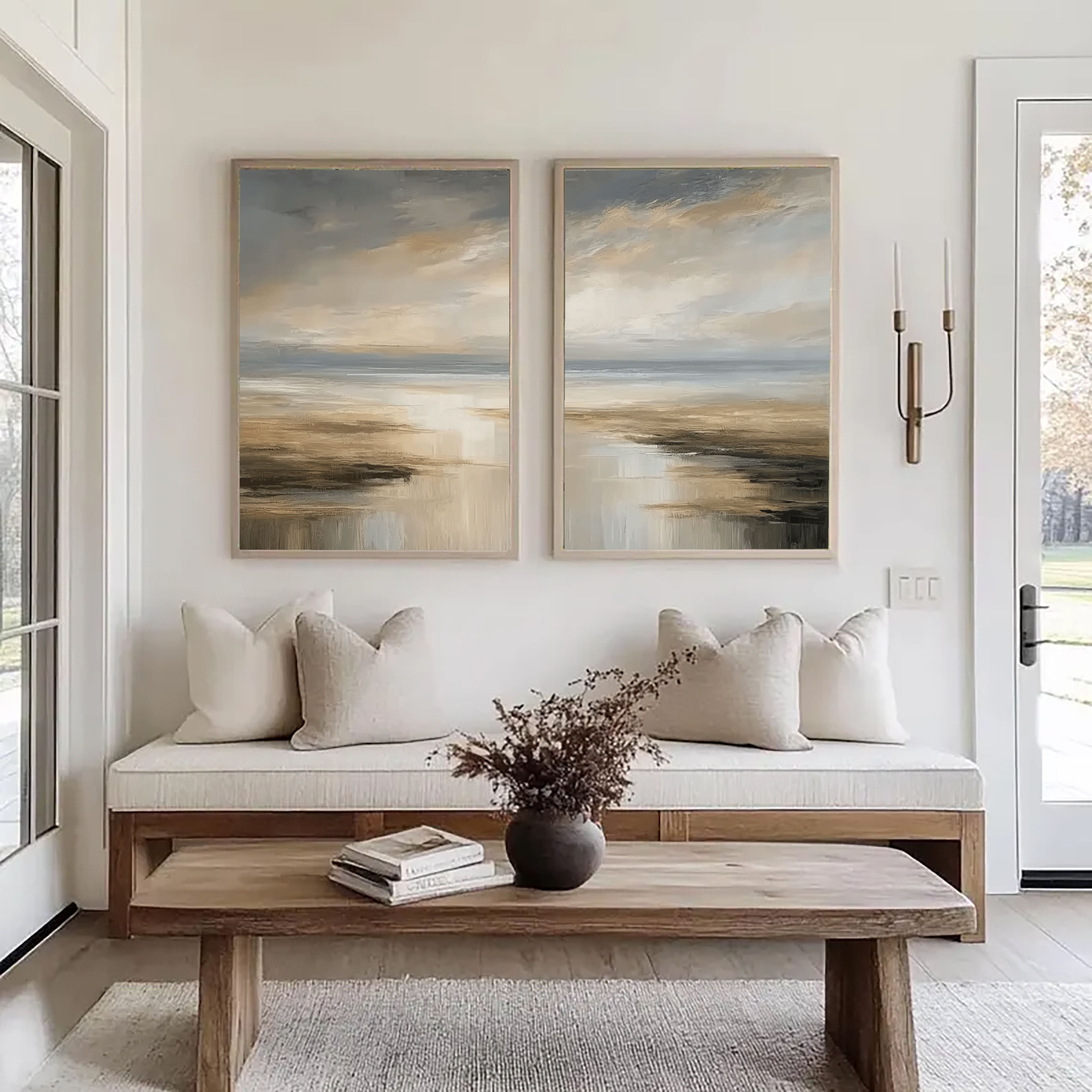 Textured Horizon Layers | Beige Grey