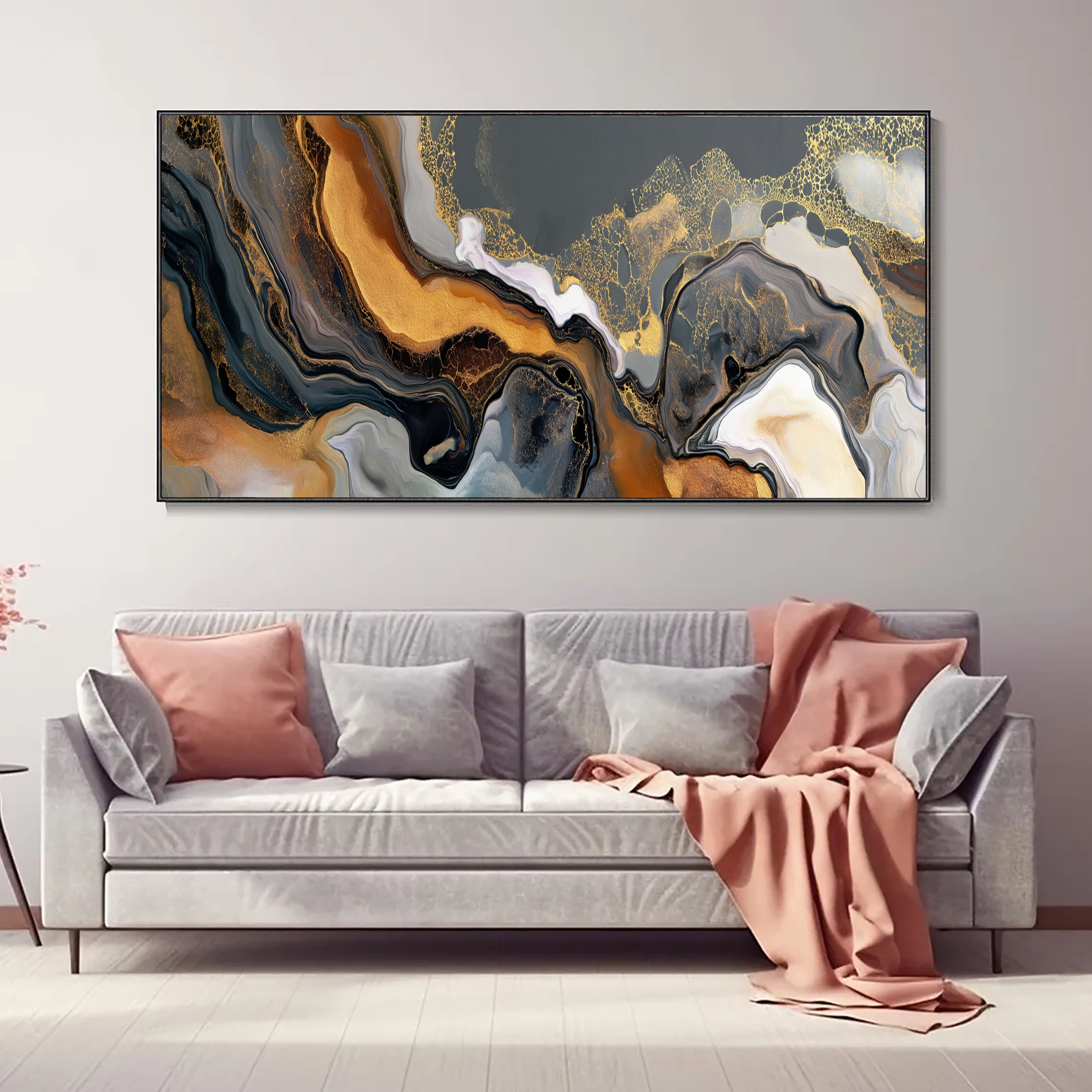 Luxe Veined Currents | Gilded Abstraction