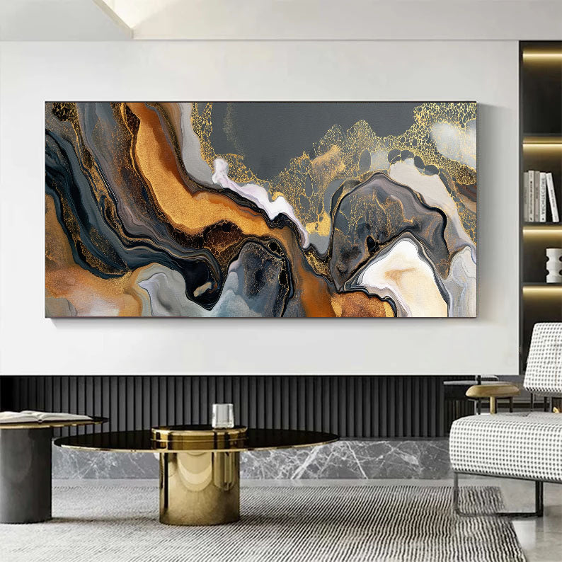 Luxe Veined Currents | Gilded Abstraction