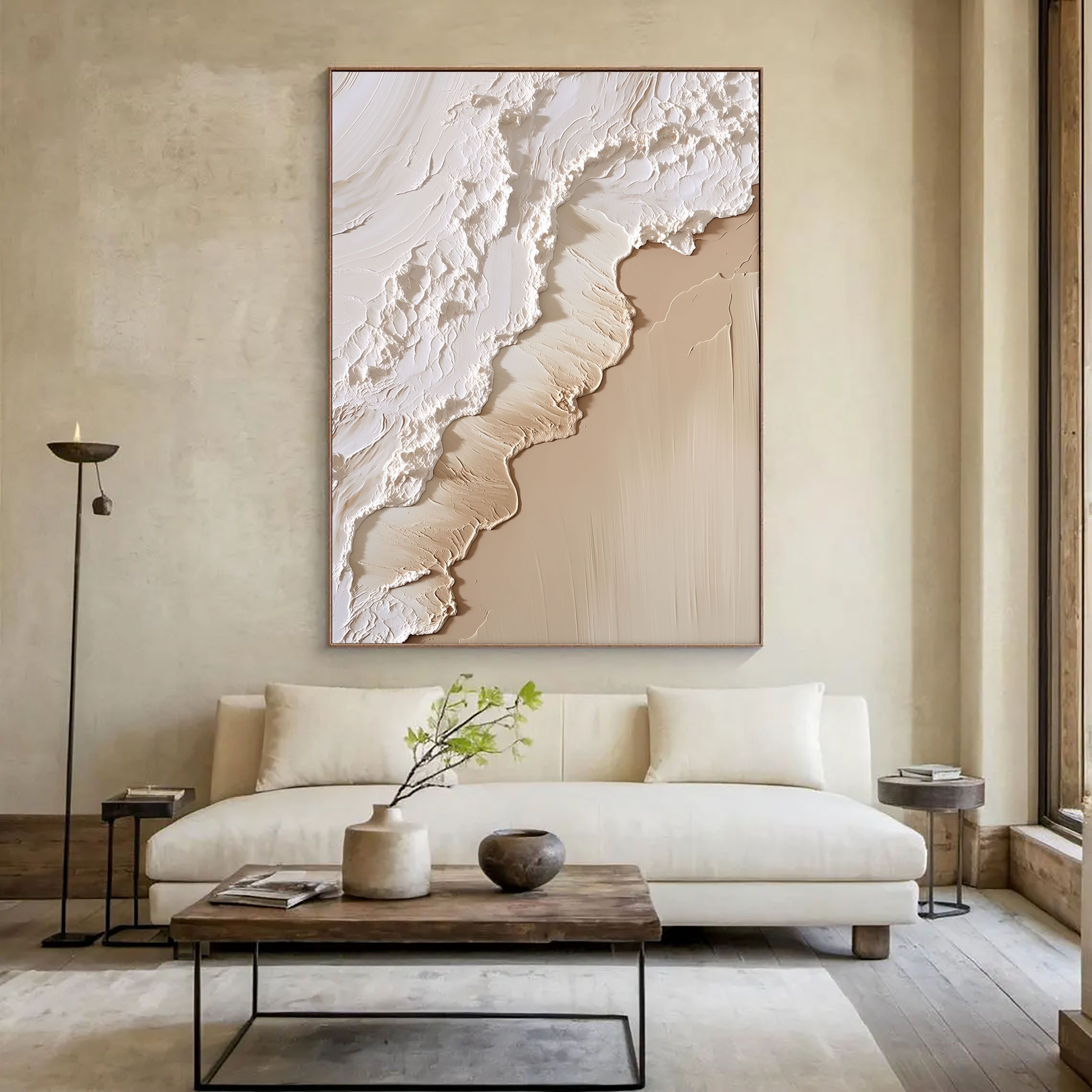 Strukturierte Wellen-Stufen | Creme-Beige