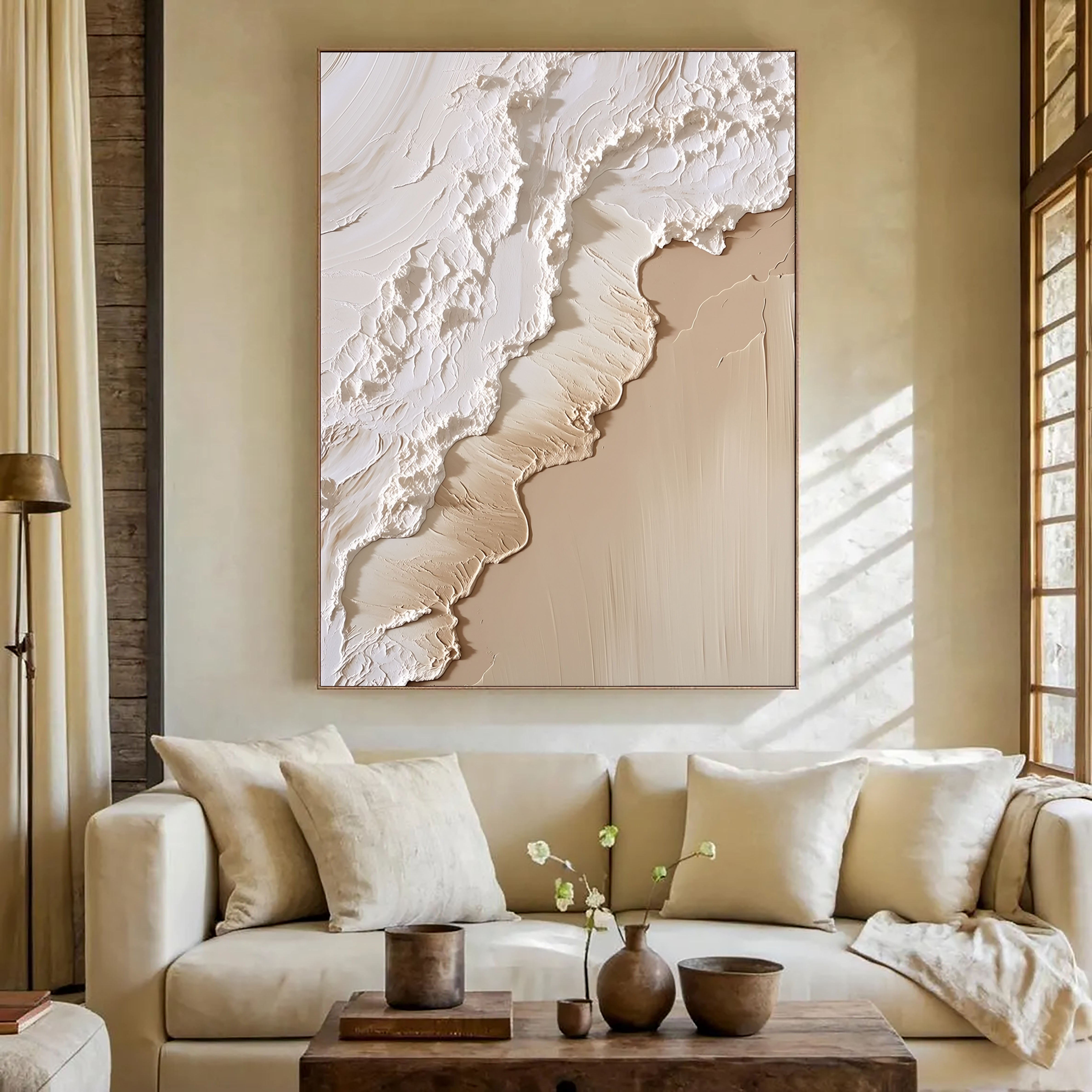 Strukturierte Wellen-Stufen | Creme-Beige