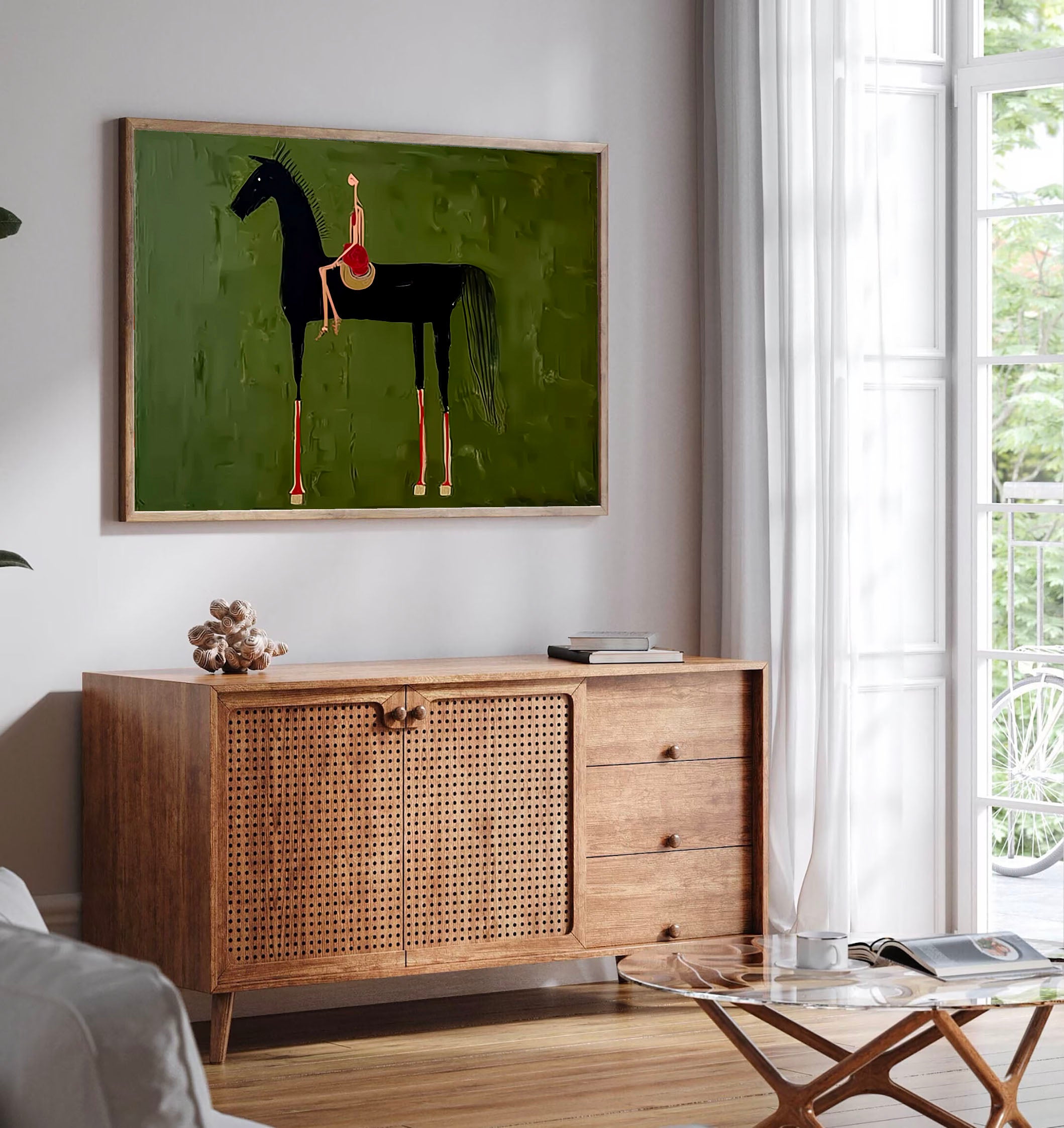 Textured Equestrian Grace | Black Steed