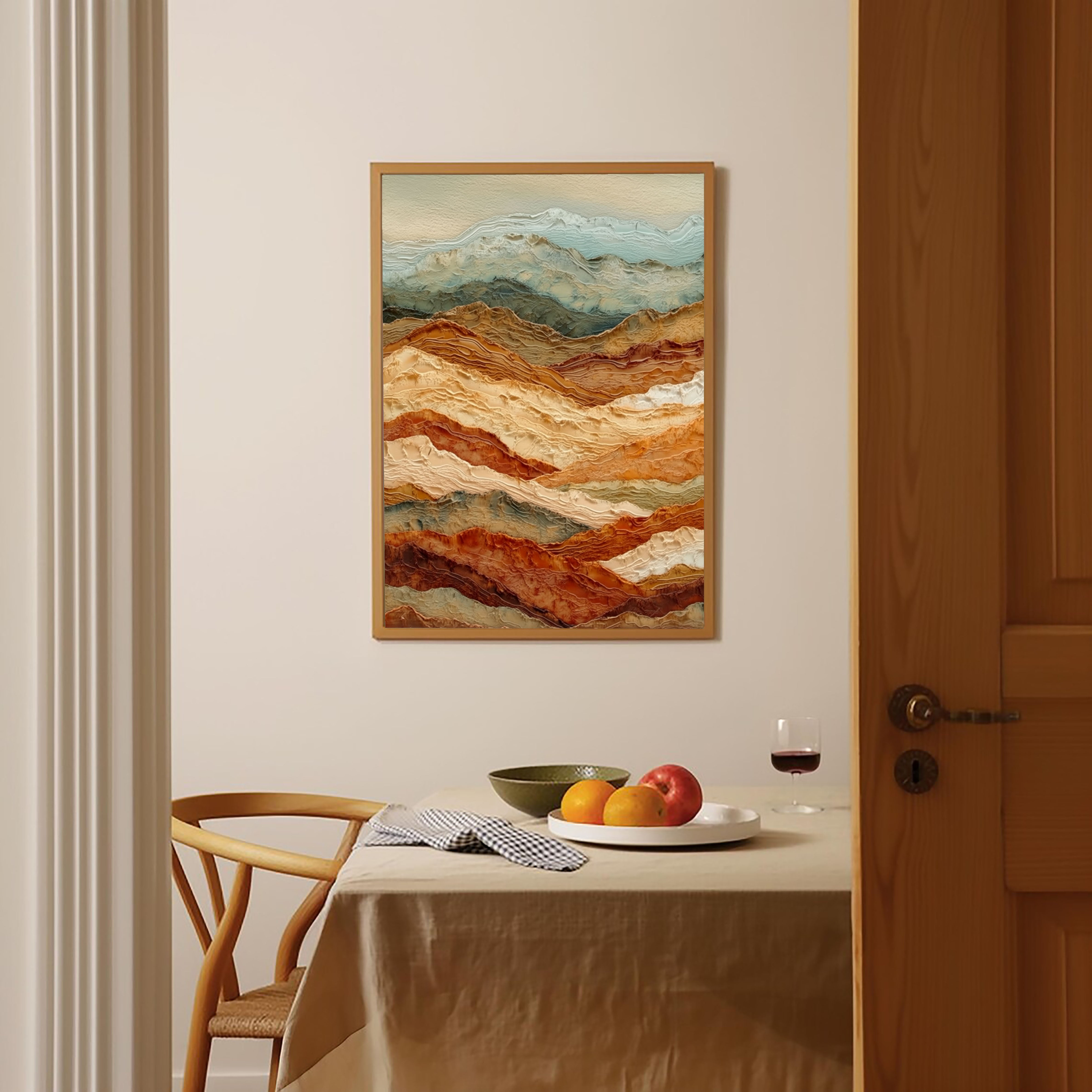 Textured Mountain Strata | Rust Teal