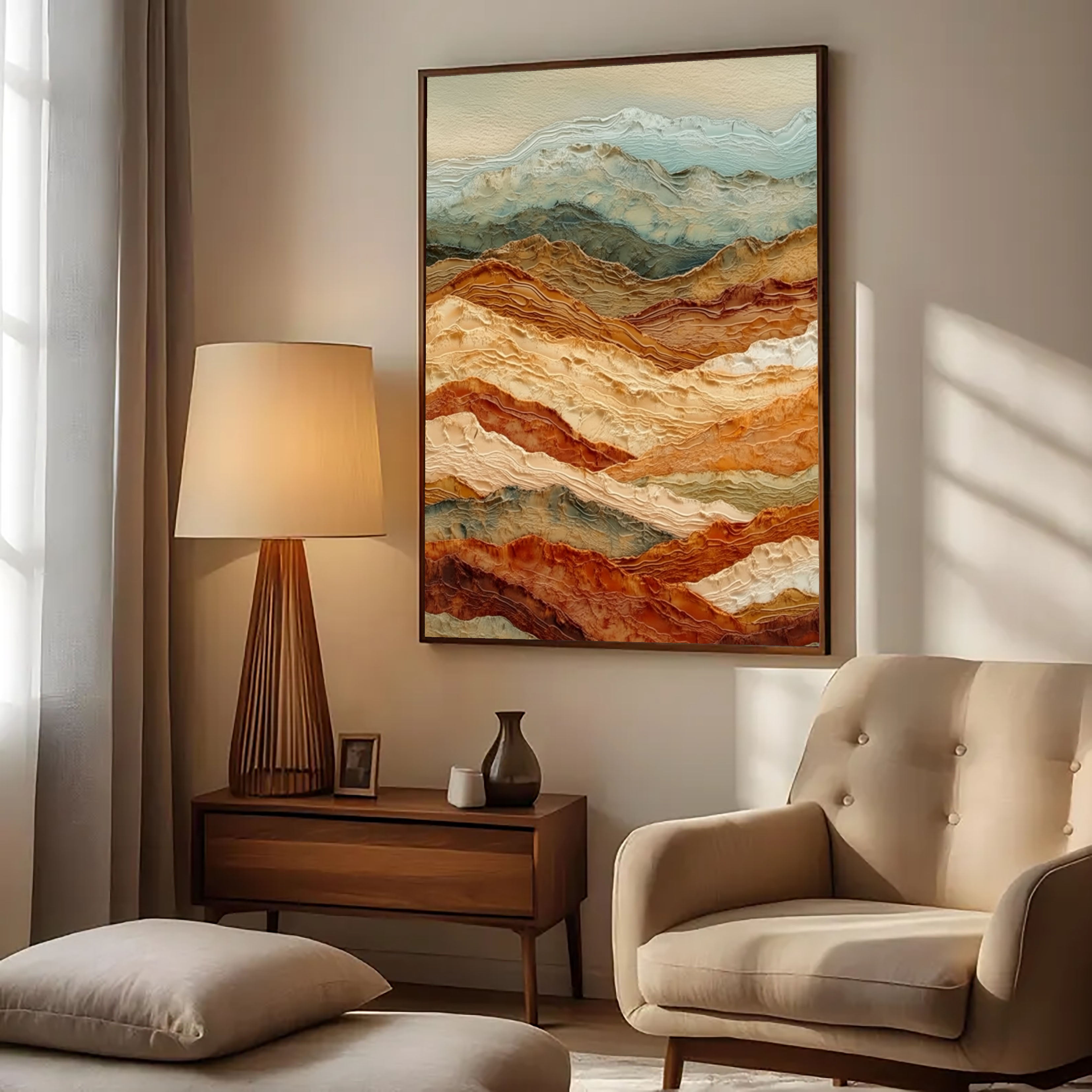 Textured Mountain Strata | Rust Teal