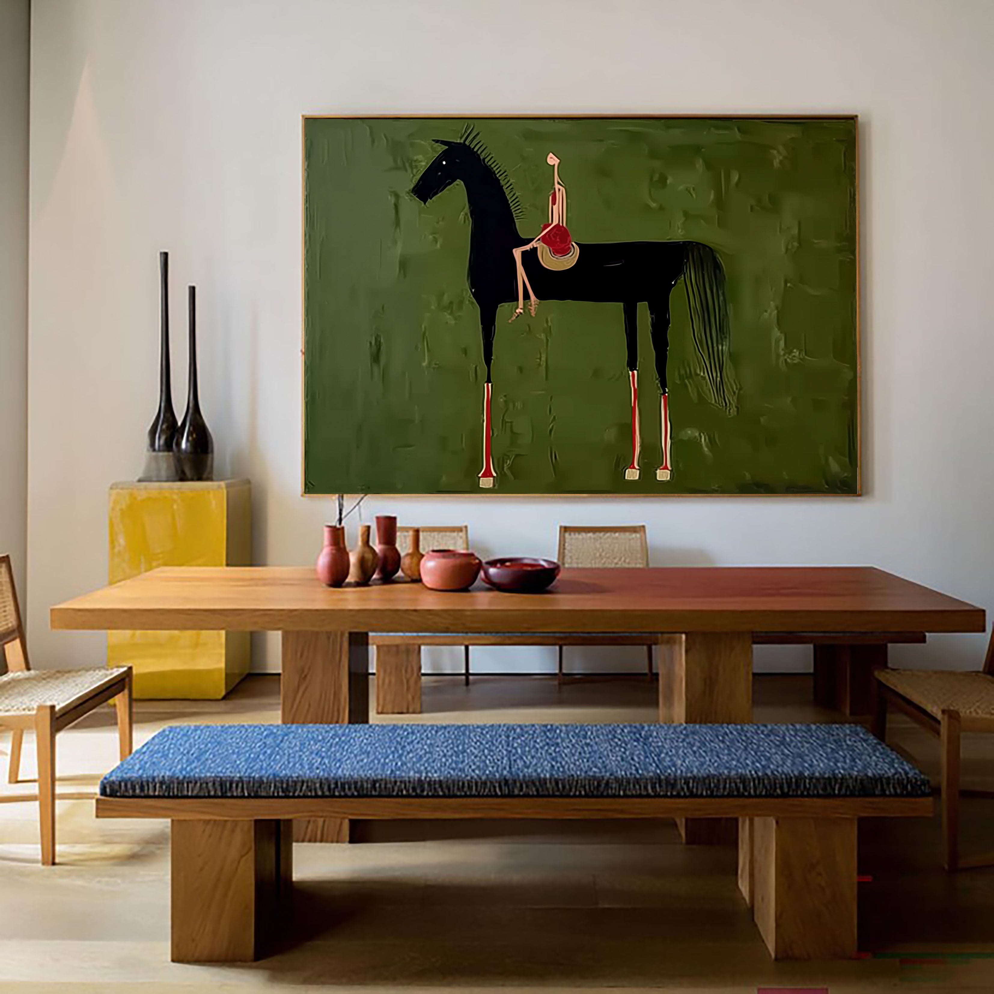 Textured Equestrian Grace | Black Steed