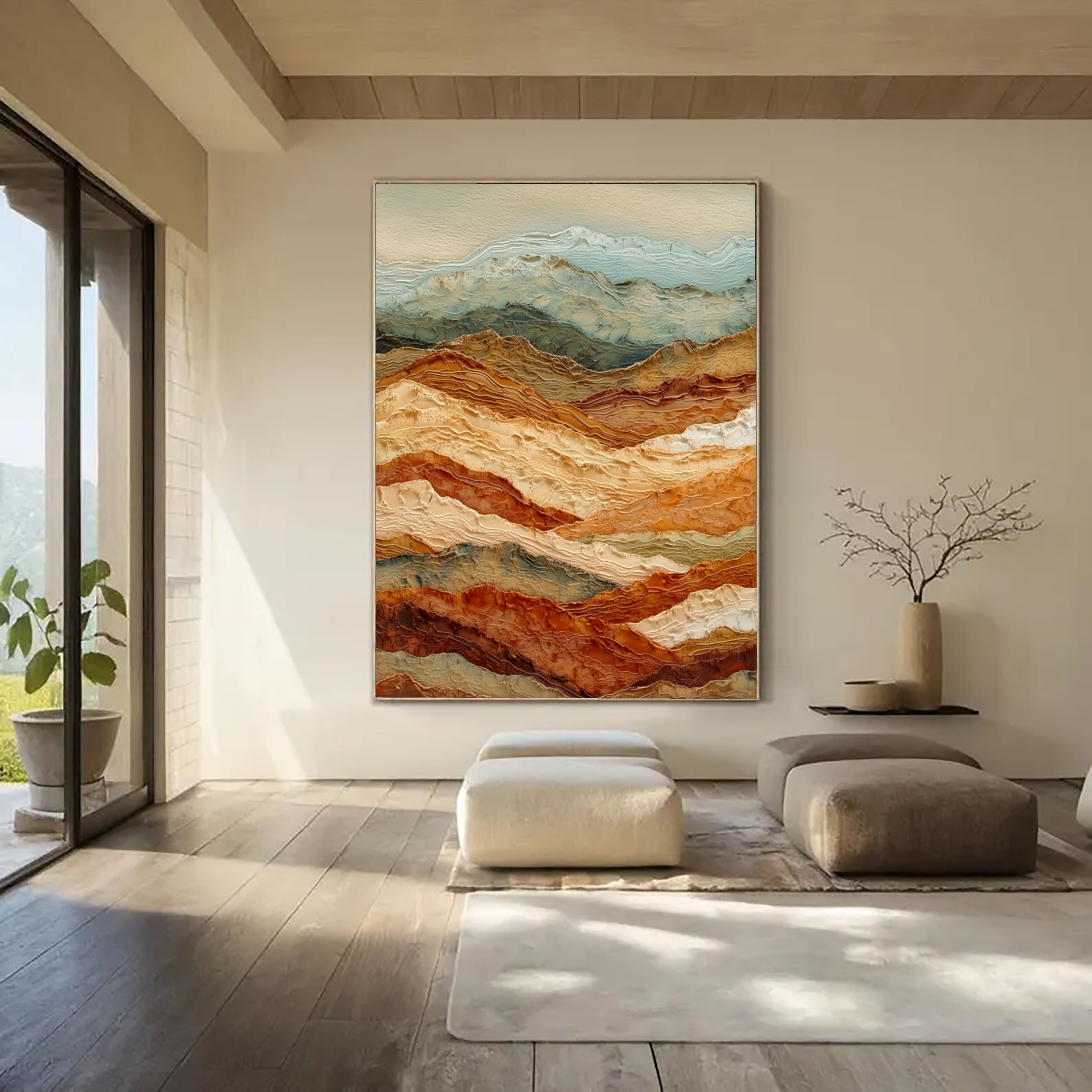 Textured Mountain Strata | Rust Teal