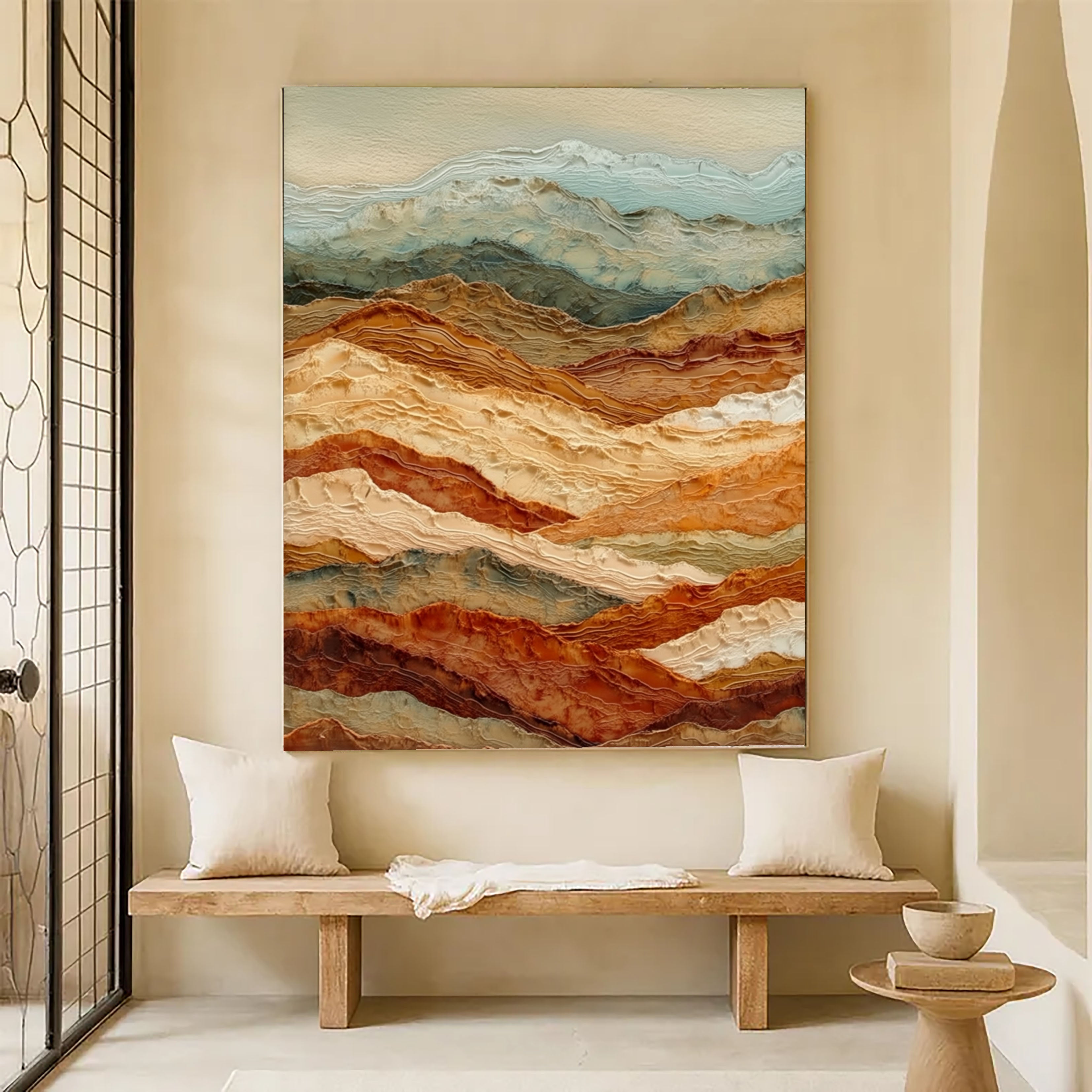 Textured Mountain Strata | Rust Teal