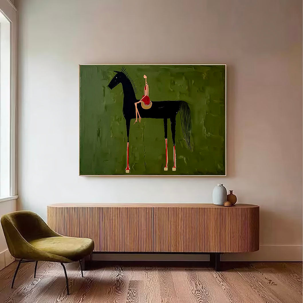 Textured Equestrian Grace | Black Steed