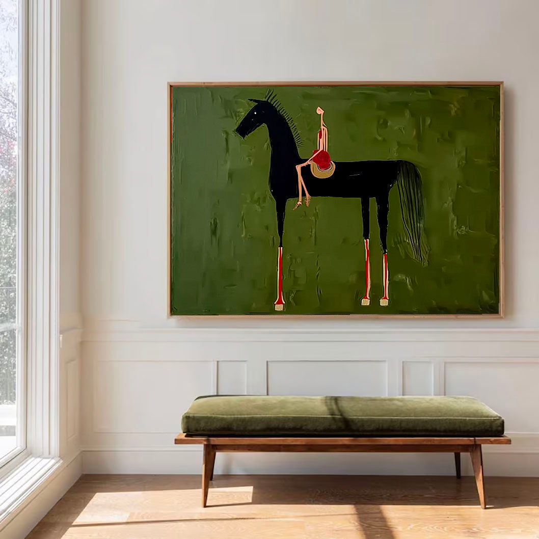 Textured Equestrian Grace | Black Steed