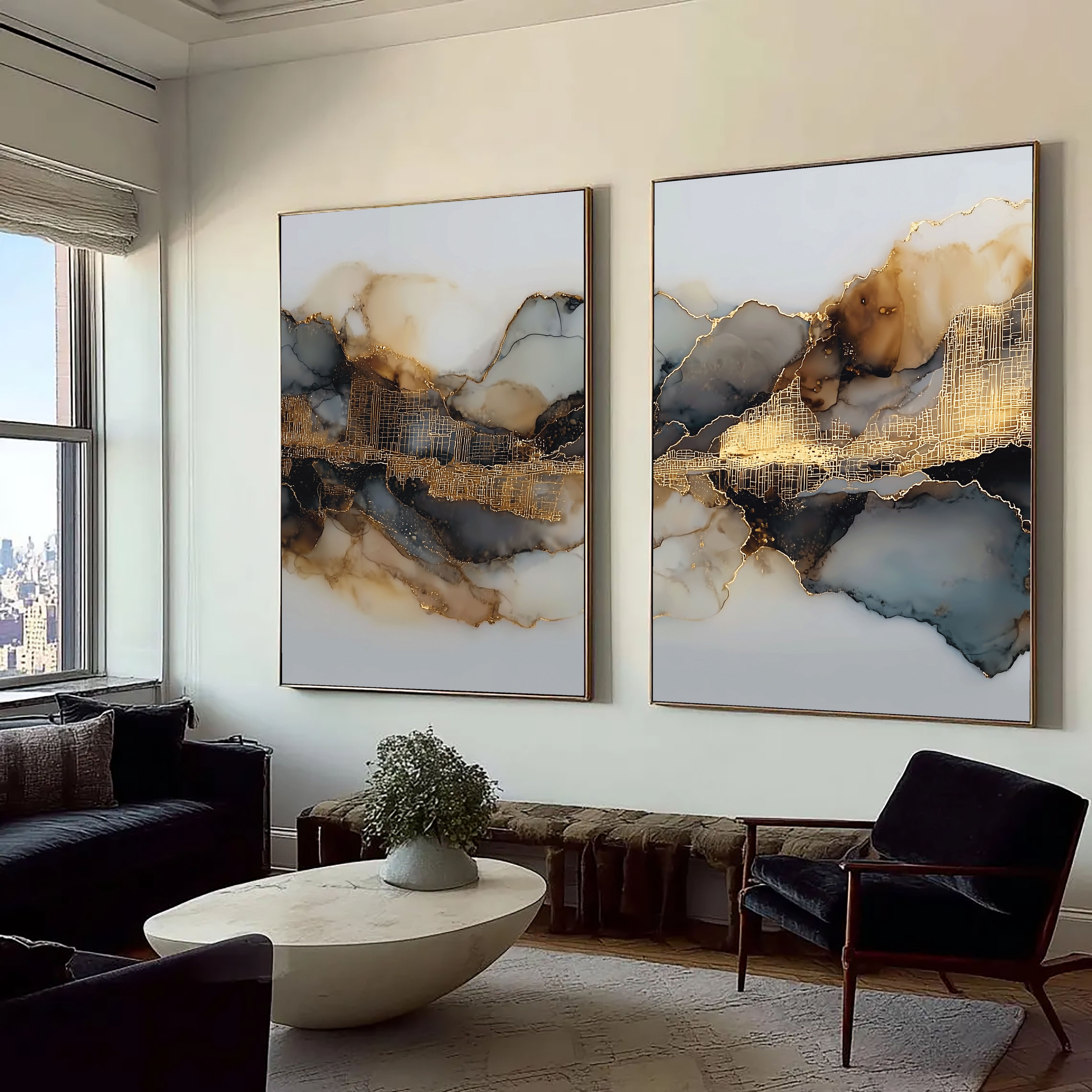 Textured Agate Veins | Gold Leaf