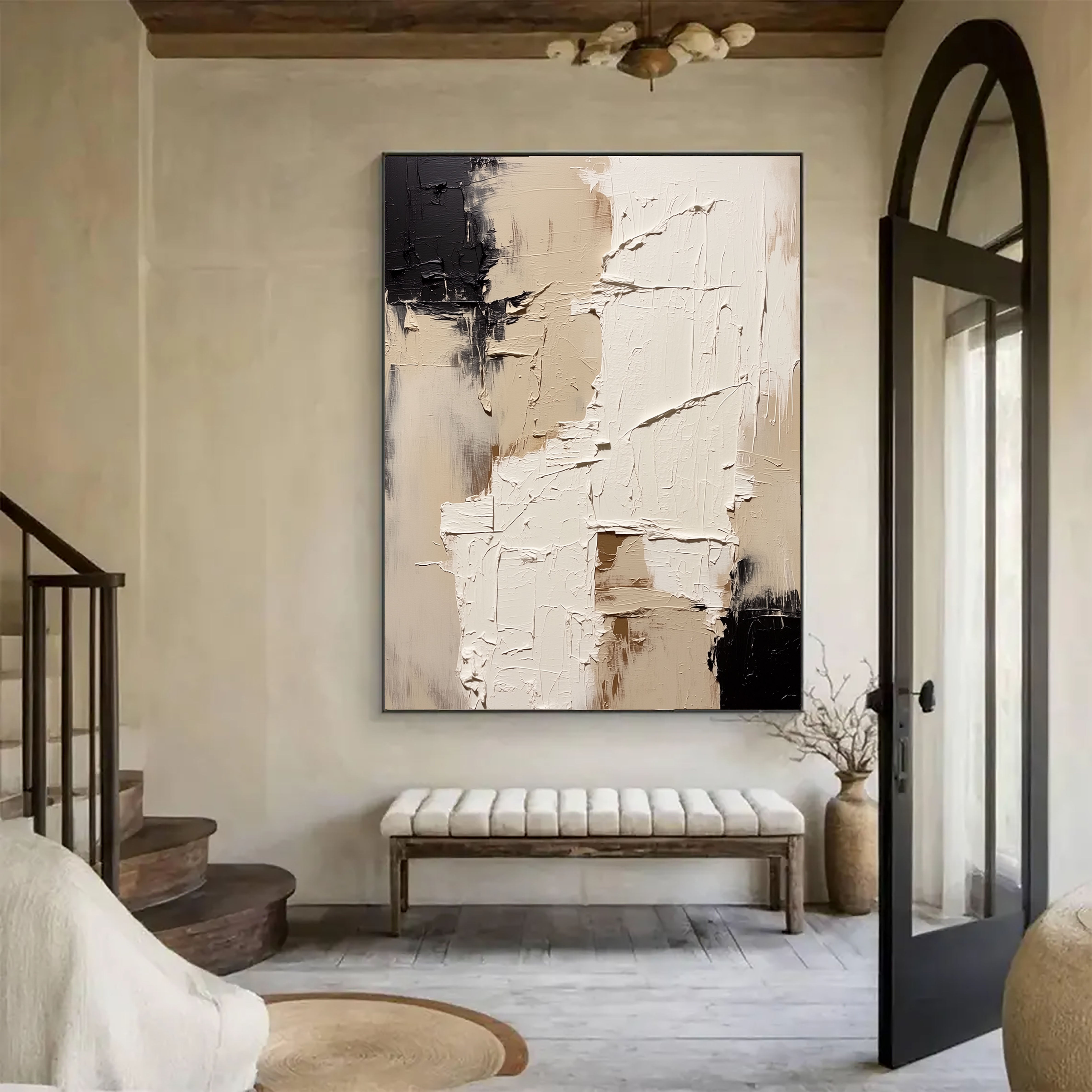 Textured Fragmented Layers | Black Beige