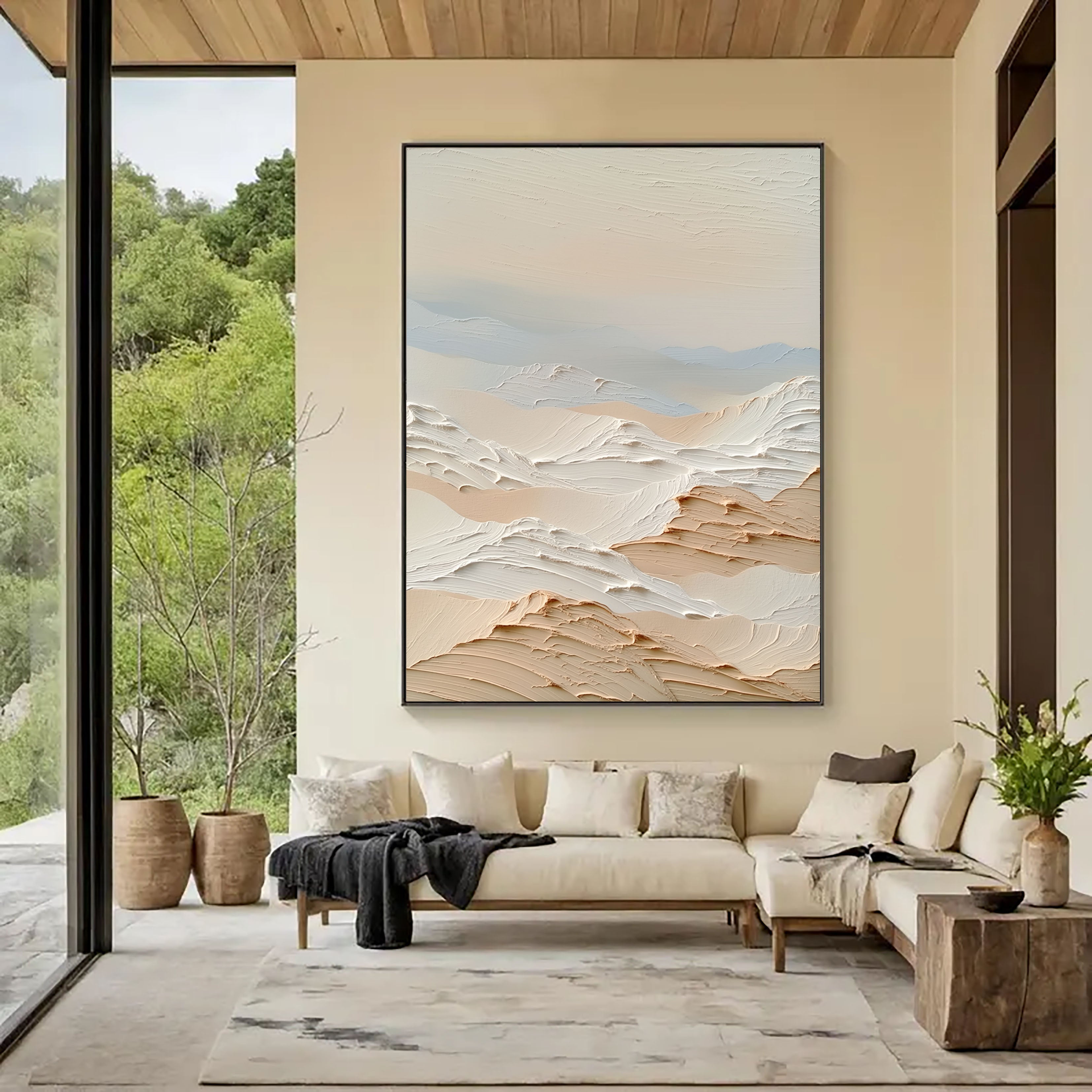 Textured Dune Layers | Beige White