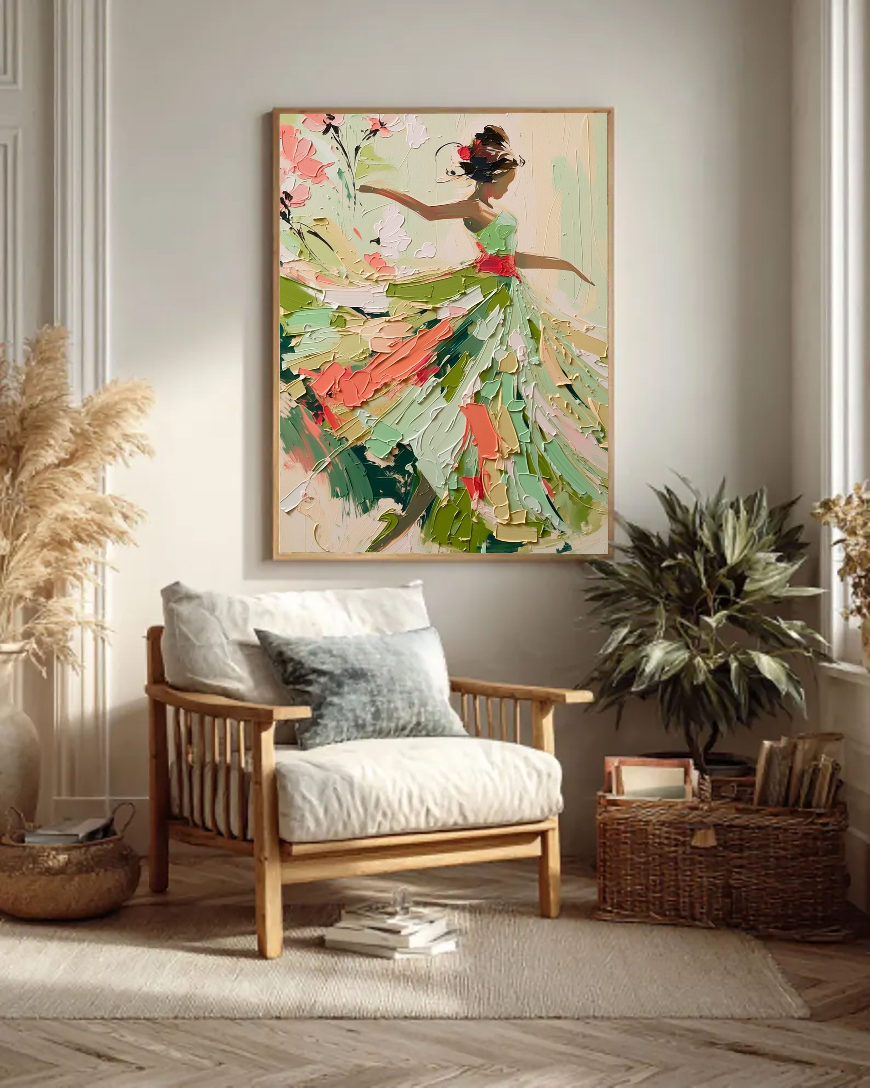 Textured Dancing Figure | Green Coral