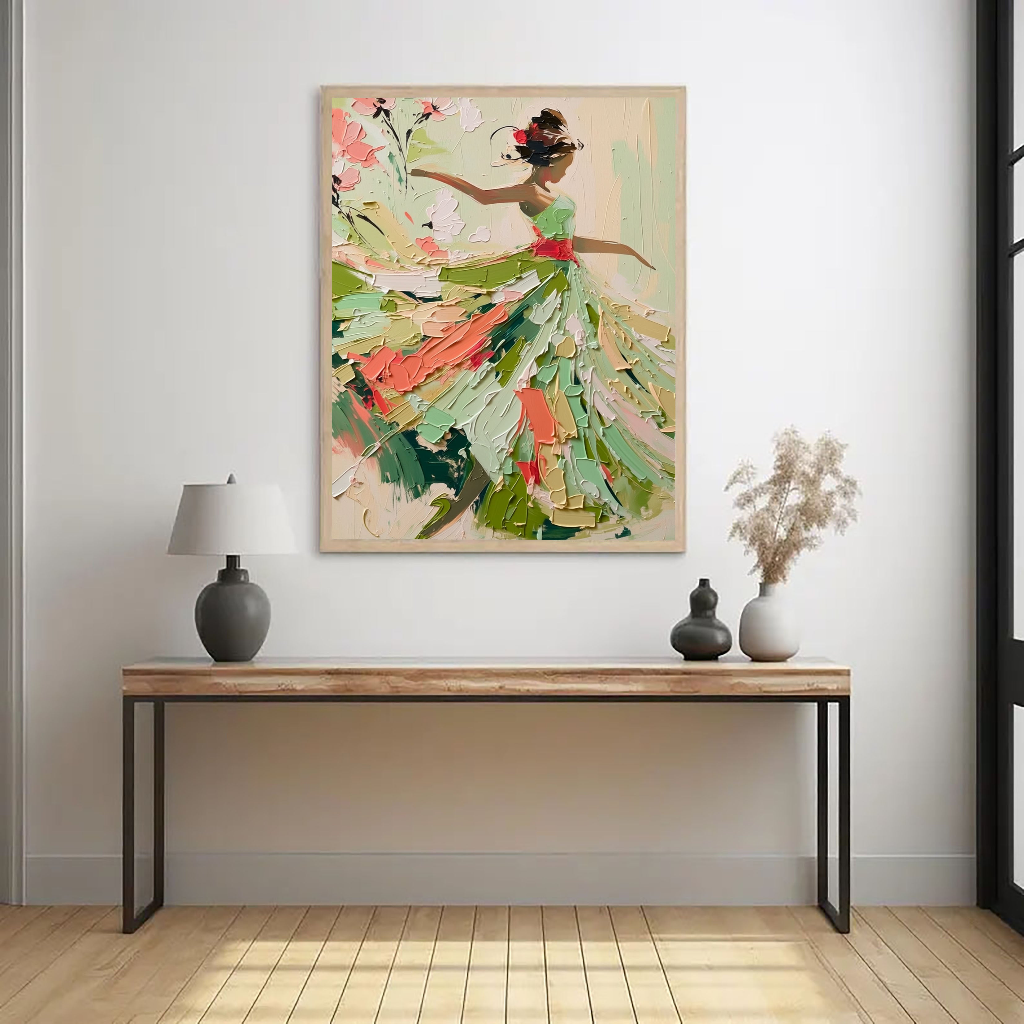 Textured Dancing Figure | Green Coral