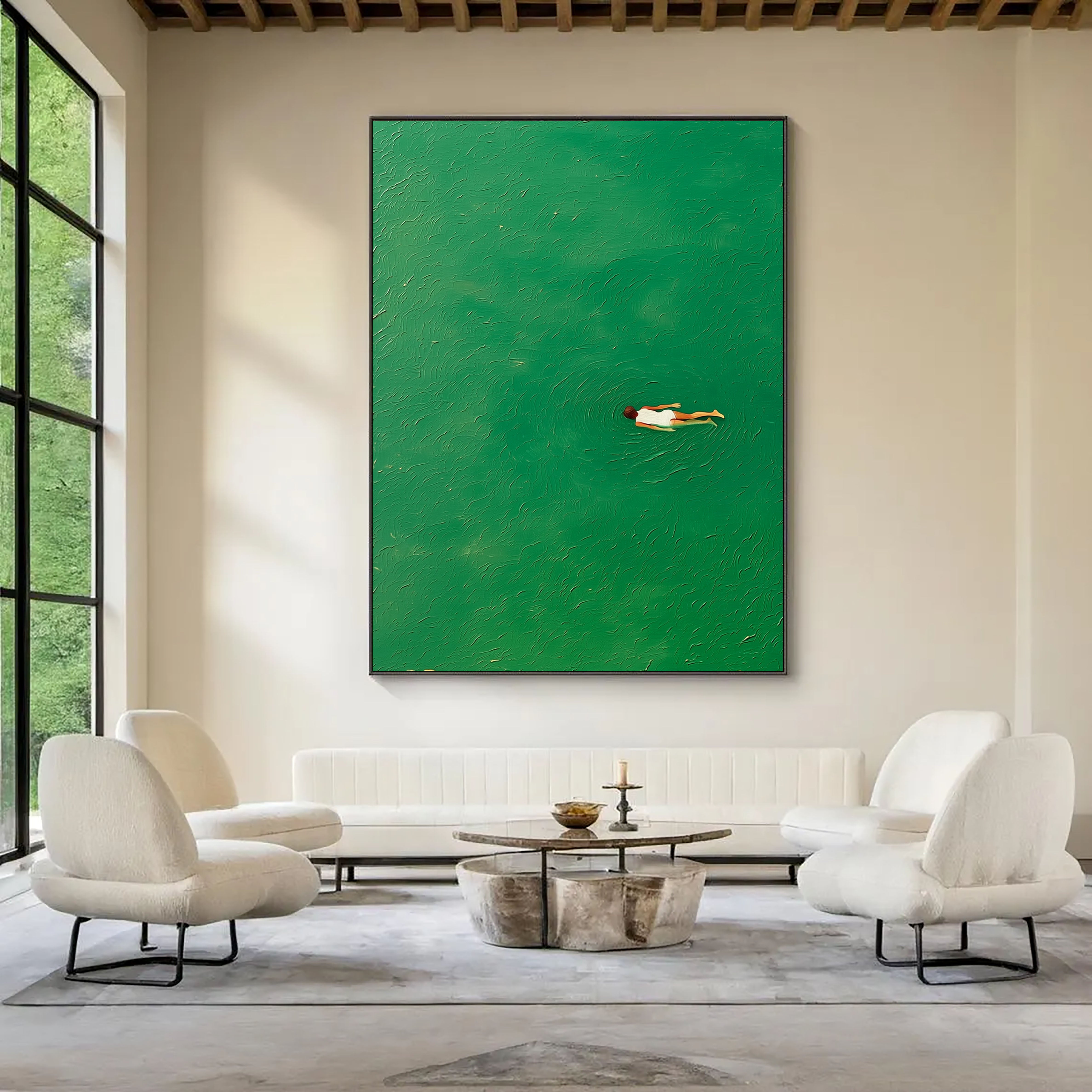 Textured Water Ripples | Green White