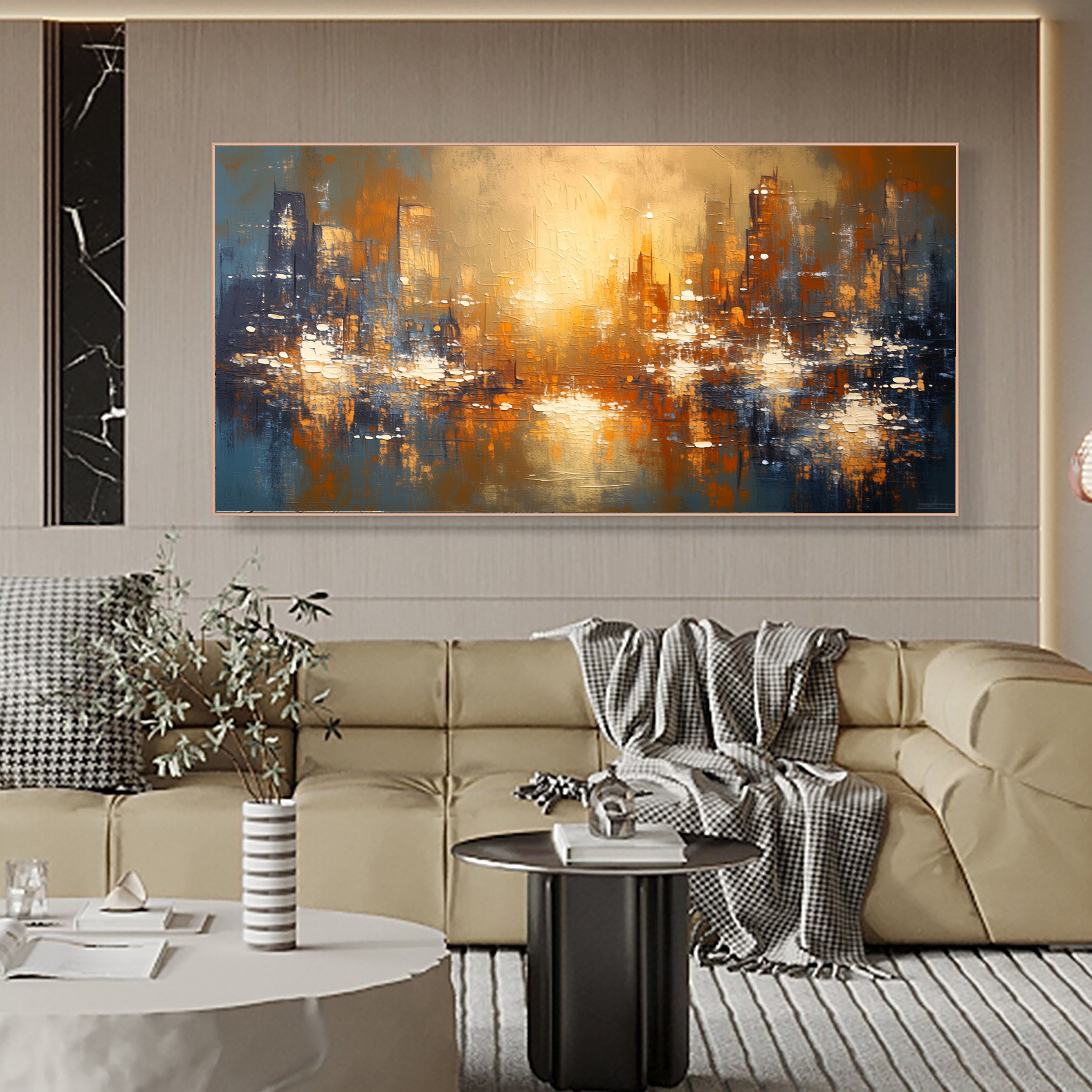 Textured City Skyline | Orange Blue