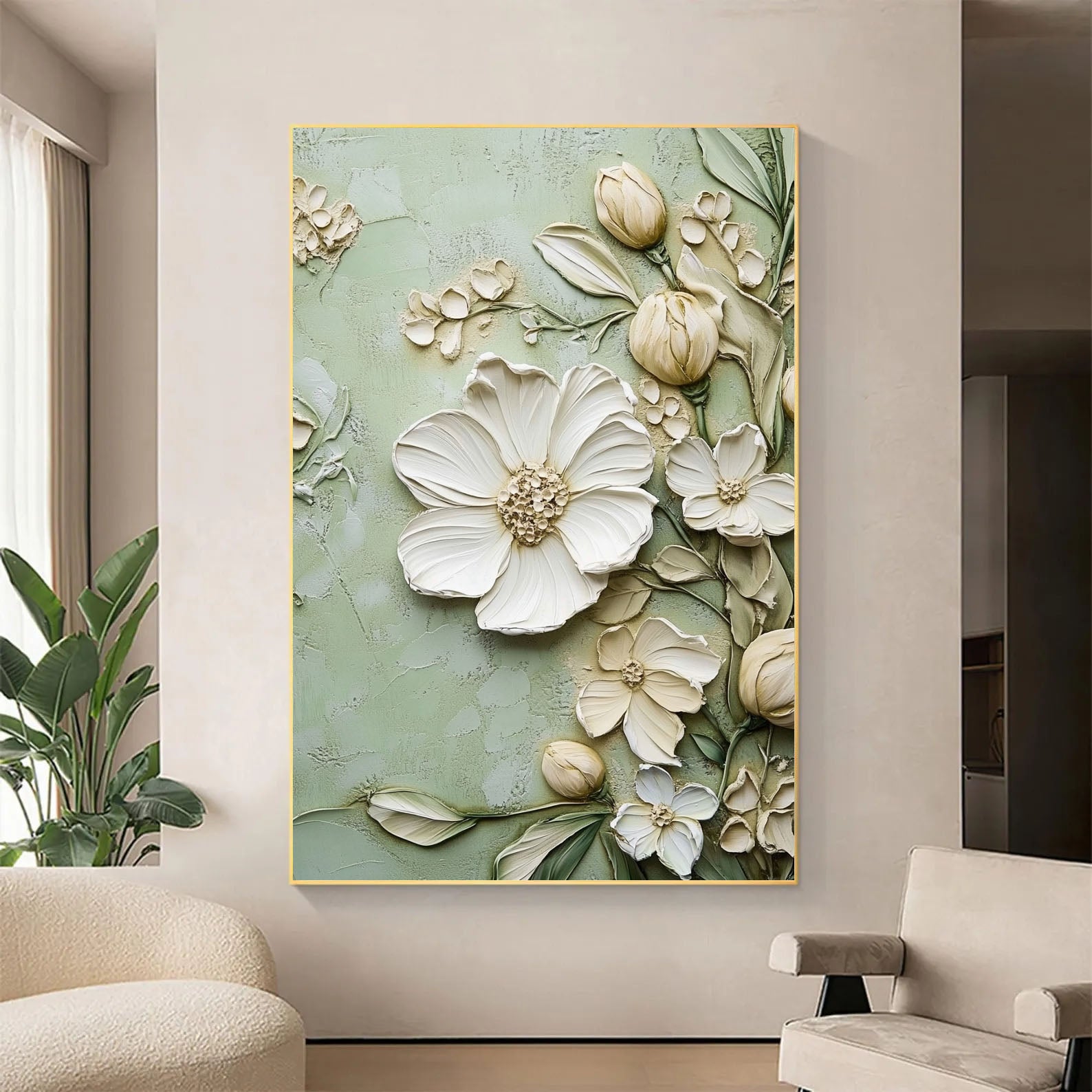 Impasto Floral Serenity | Sage Bloom
