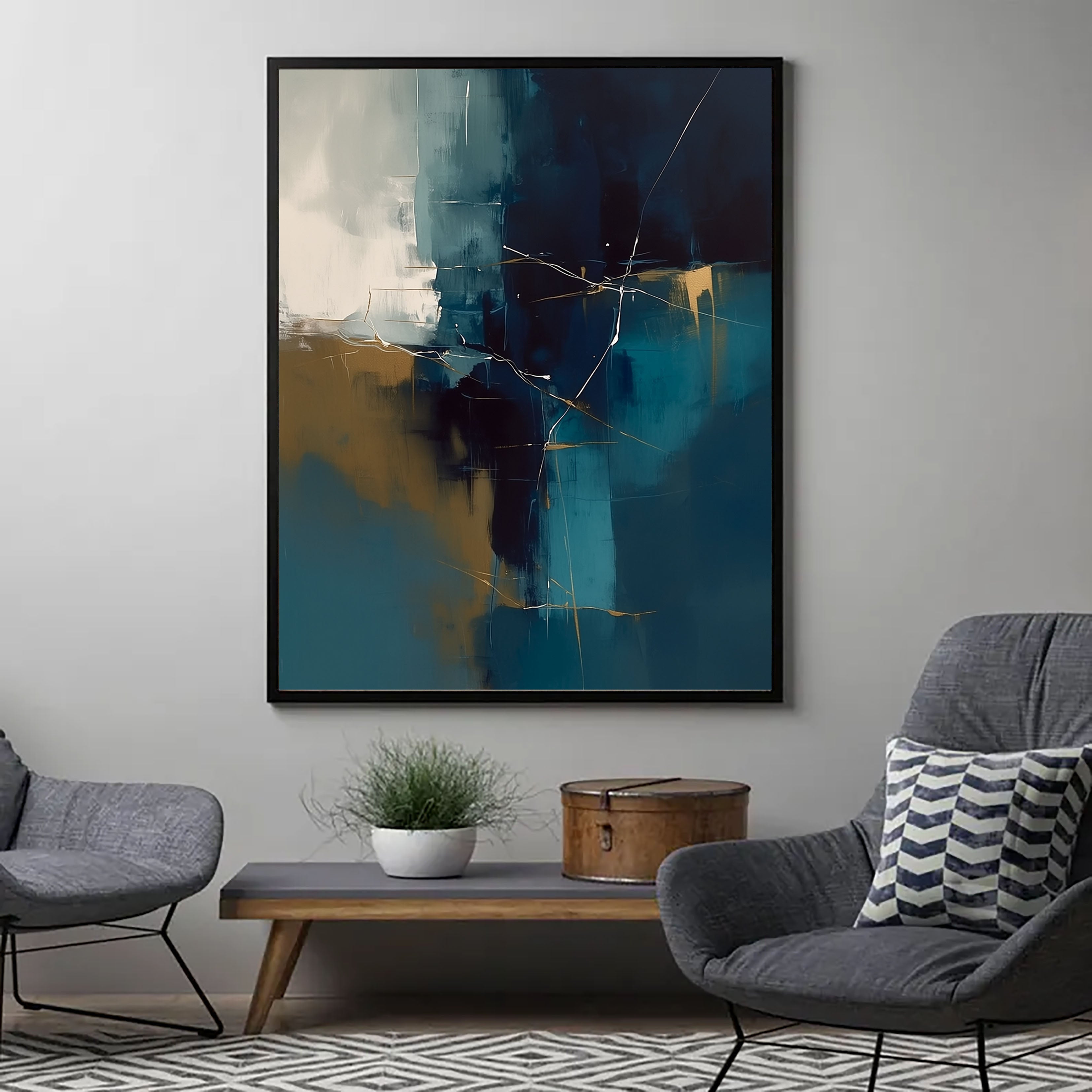 Textured Gilded Lines | Teal Gold