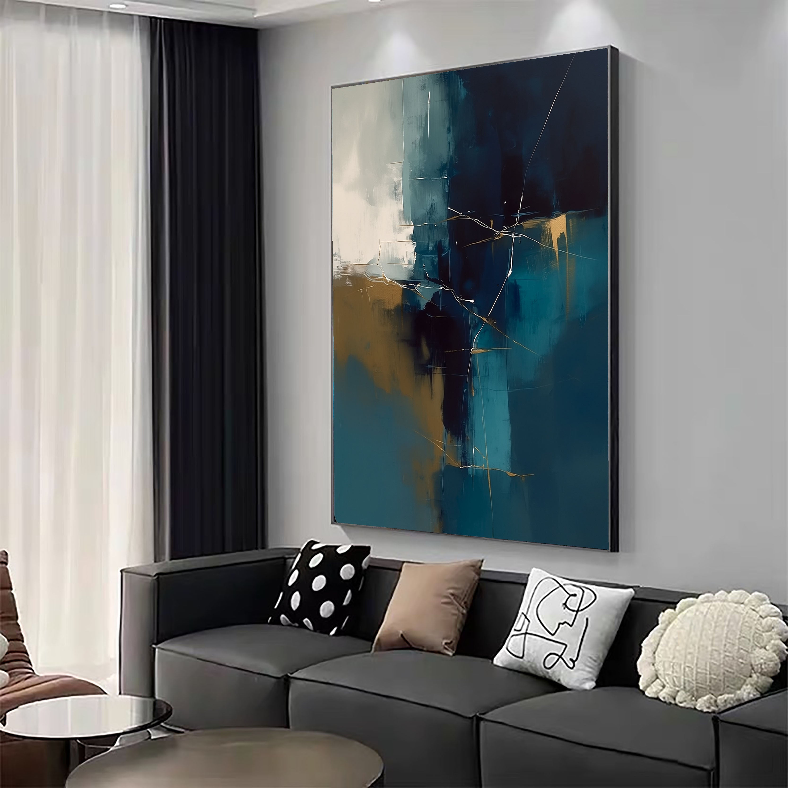 Textured Gilded Lines | Teal Gold