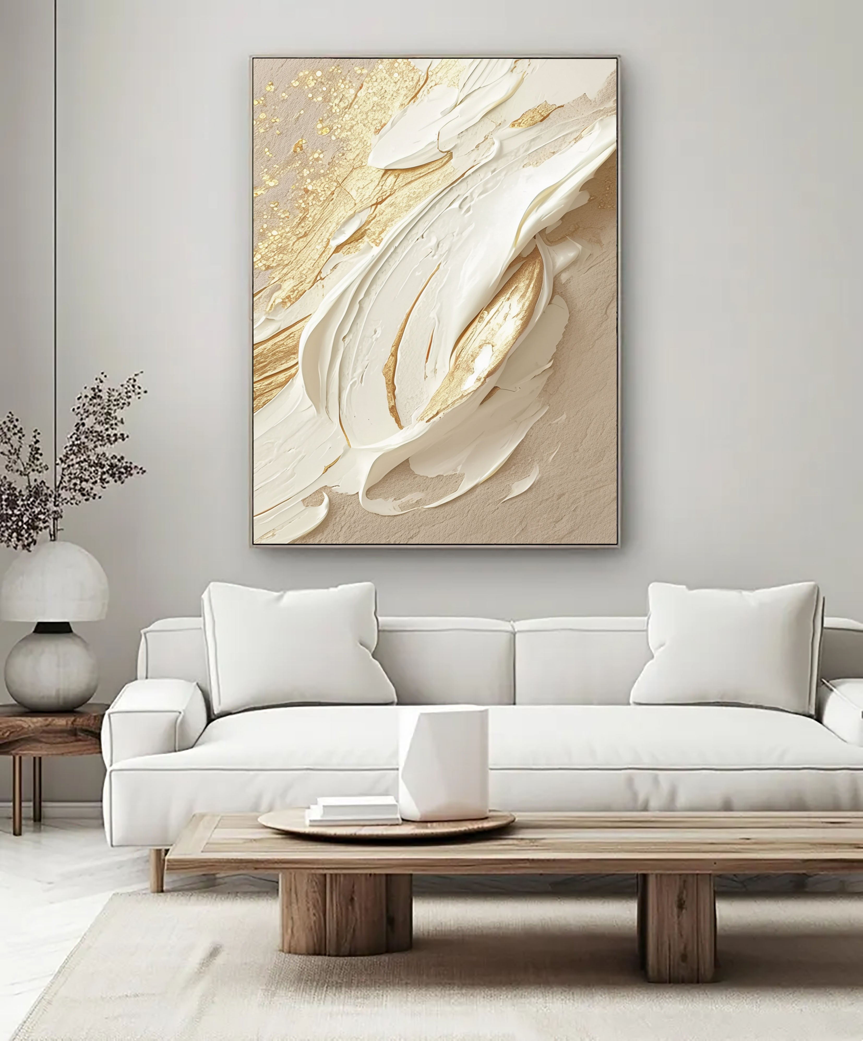 Aureate Impasto Swirl | Ivory Gleam