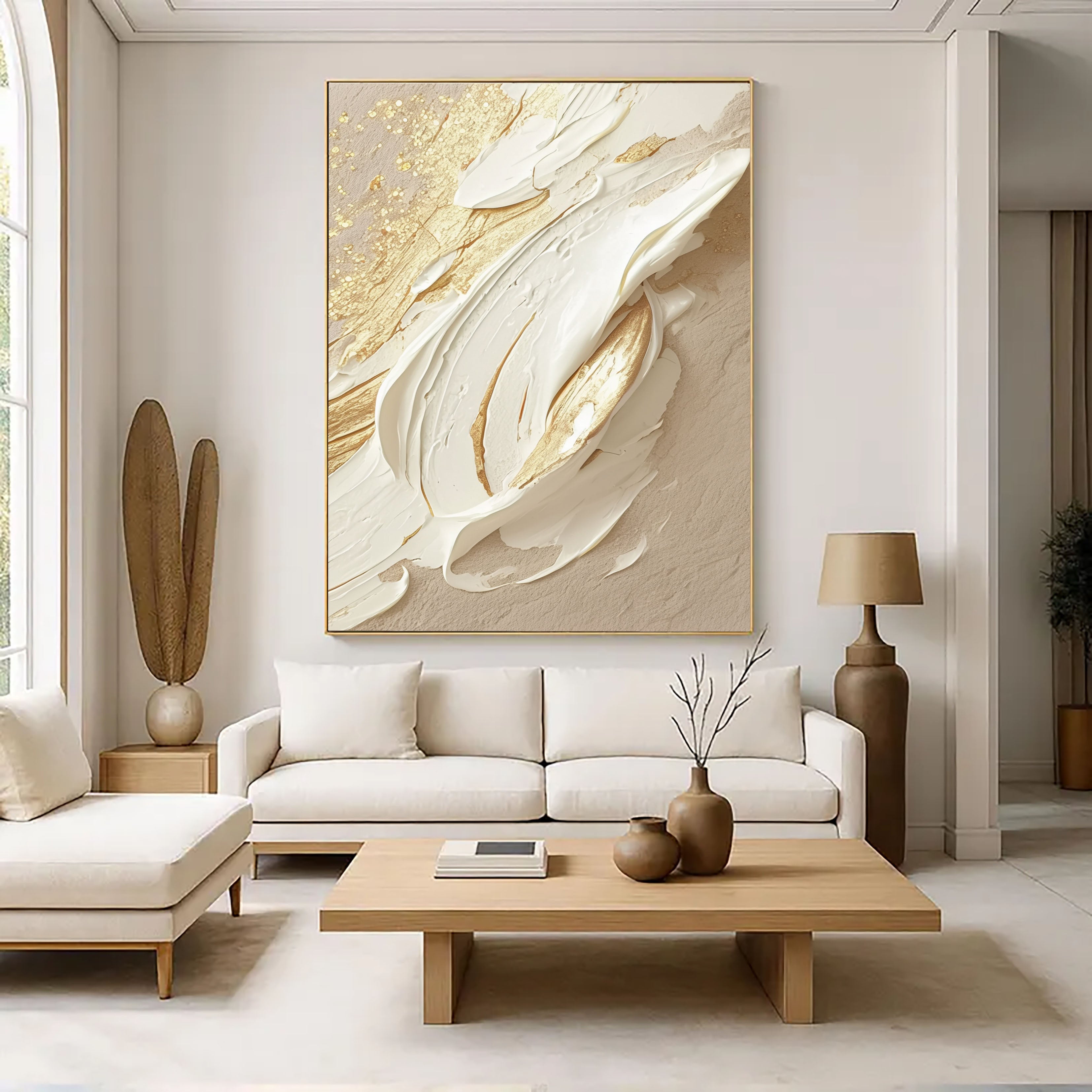 Aureate Impasto Swirl | Ivory Gleam