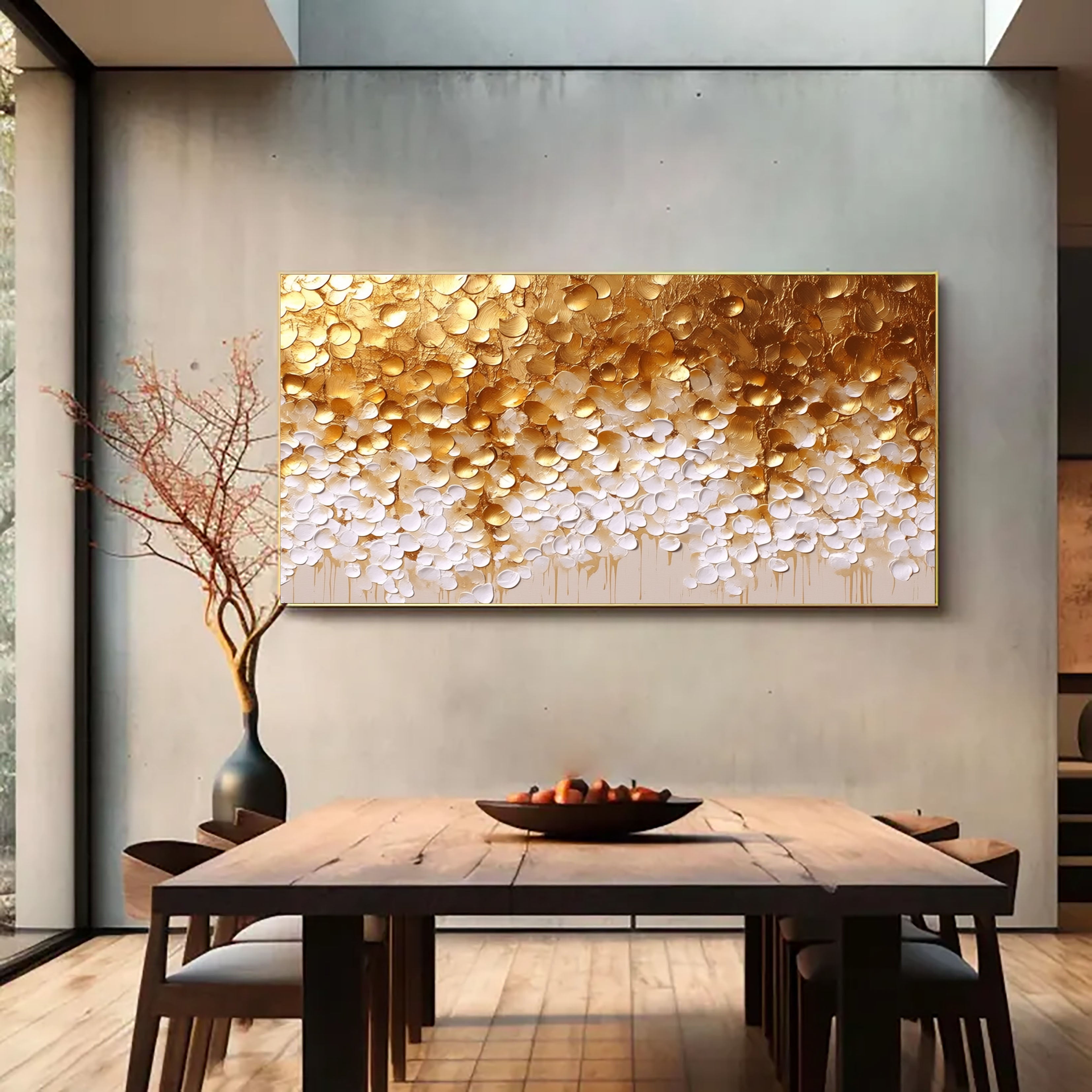 Textured Gilded Petals | Gold White