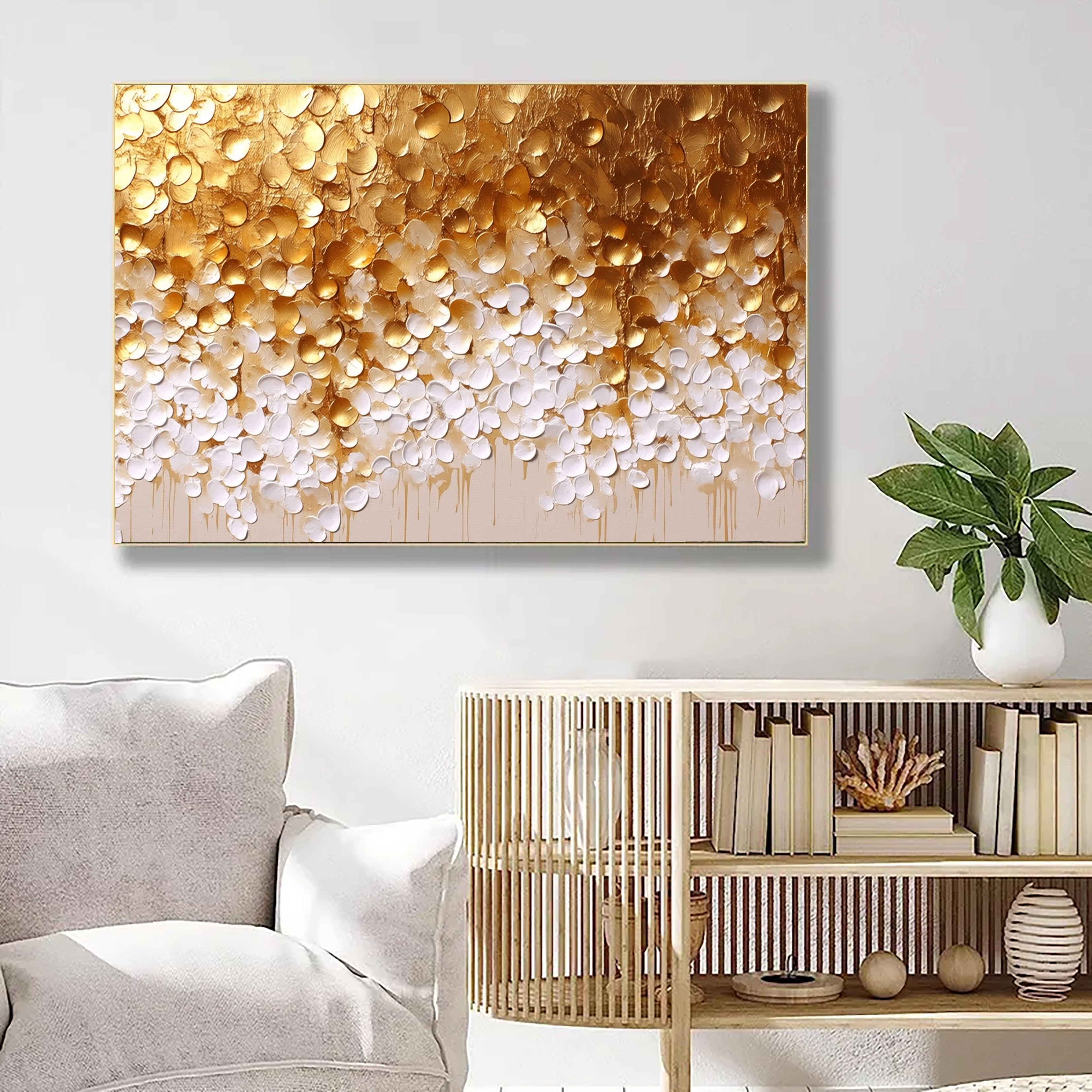 Textured Gilded Petals | Gold White