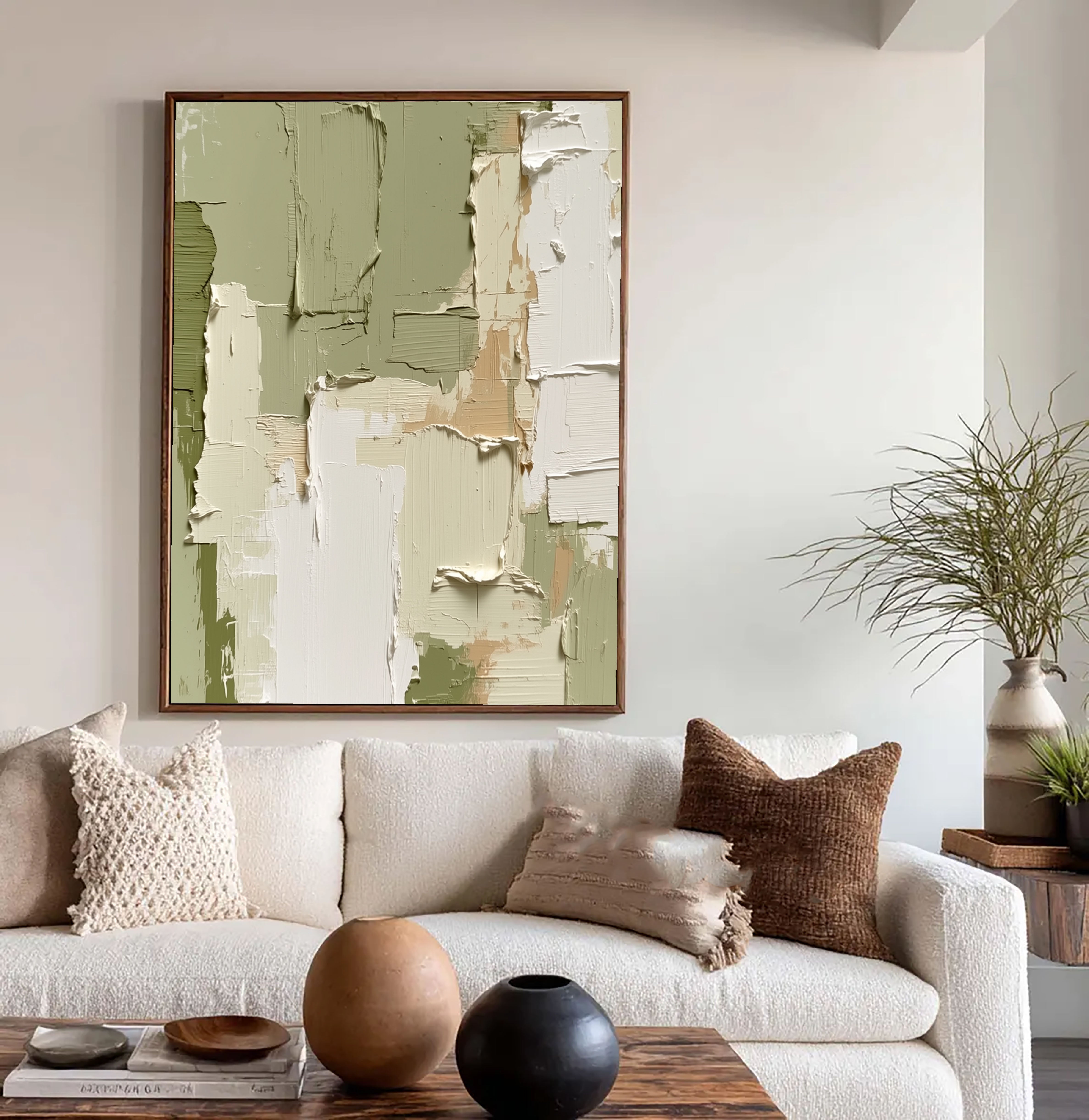 Textured Patchwork Layers | Sage Beige
