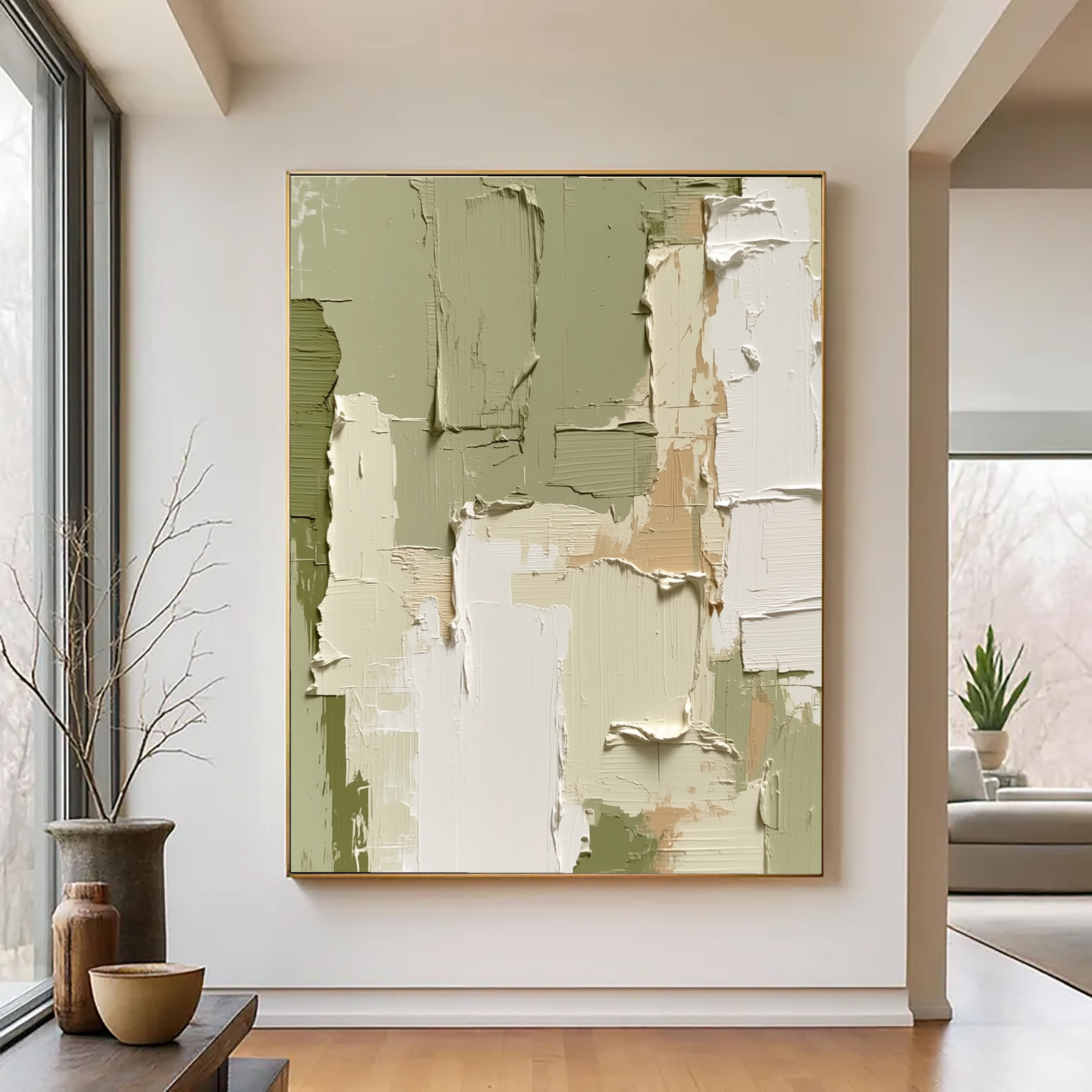 Textured Patchwork Layers | Sage Beige