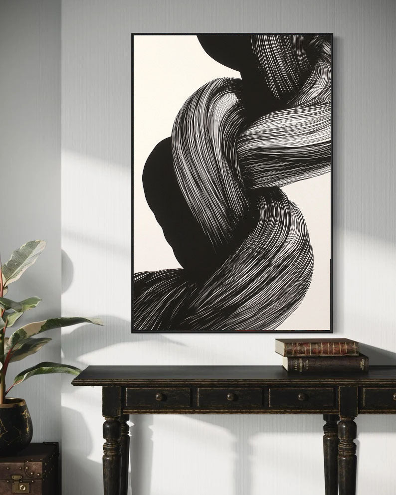 Textured Embrace Noir | Monochrome Flow