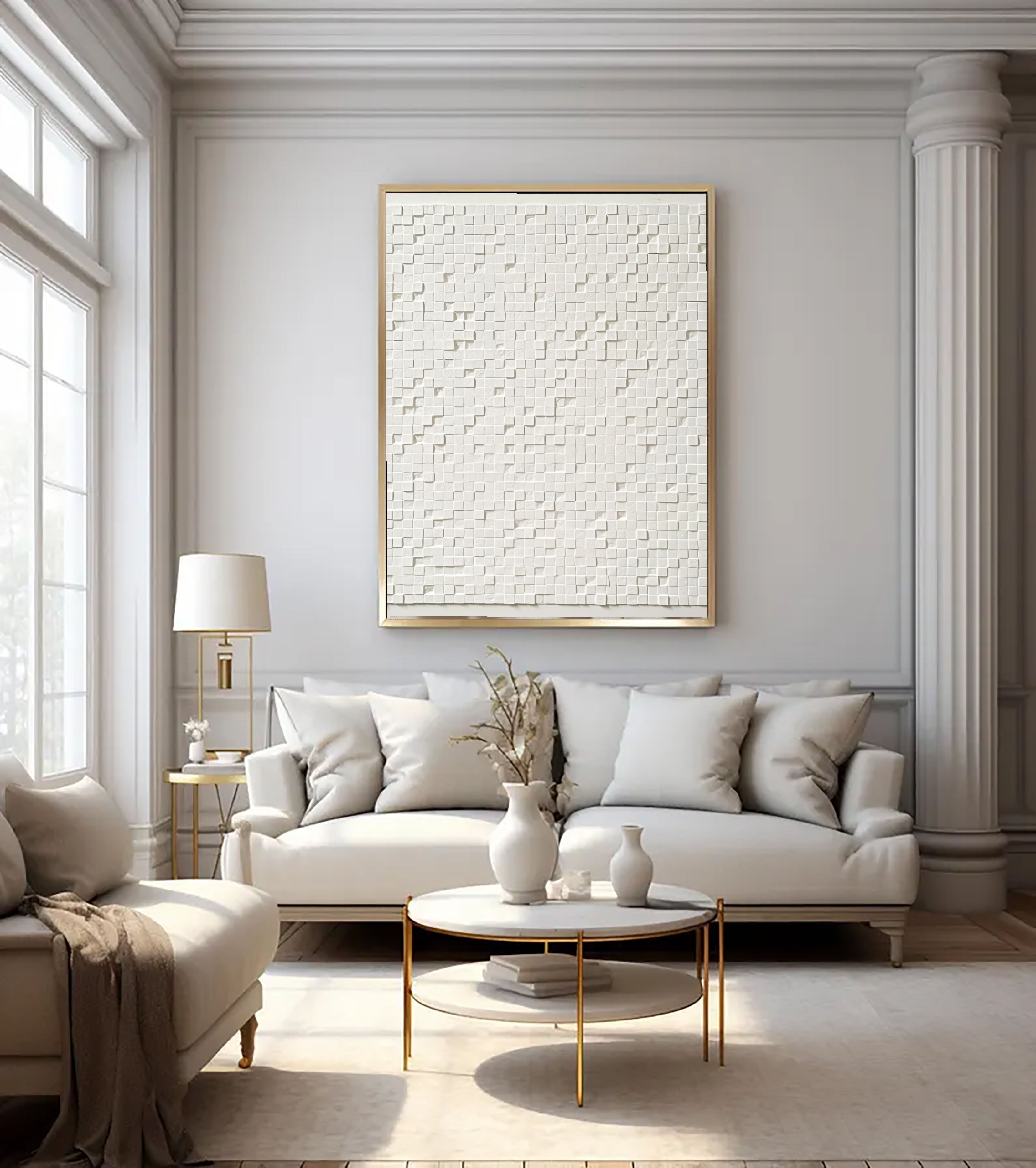 Textured Cubic Serenity | White Relief