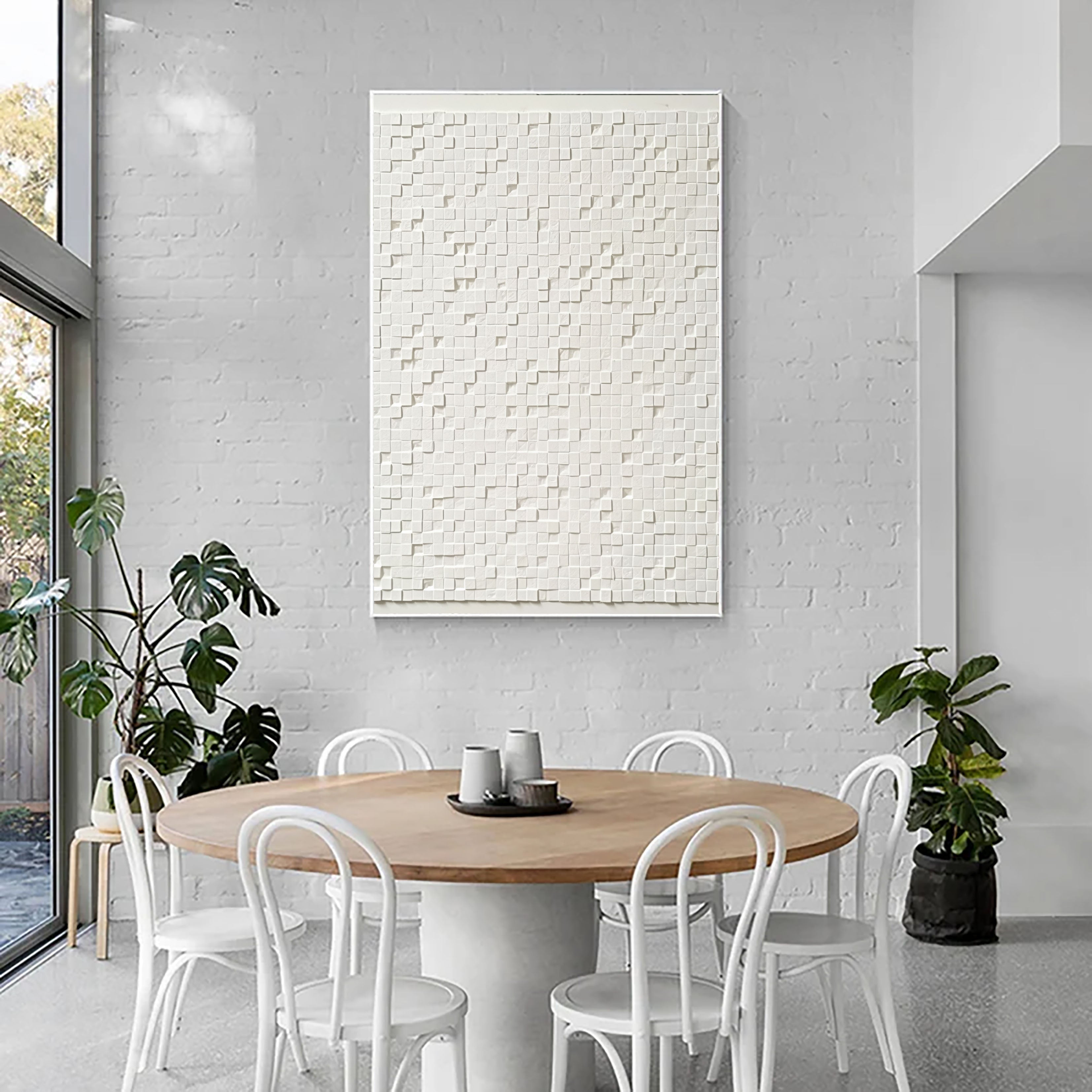 Textured Cubic Serenity | White Relief