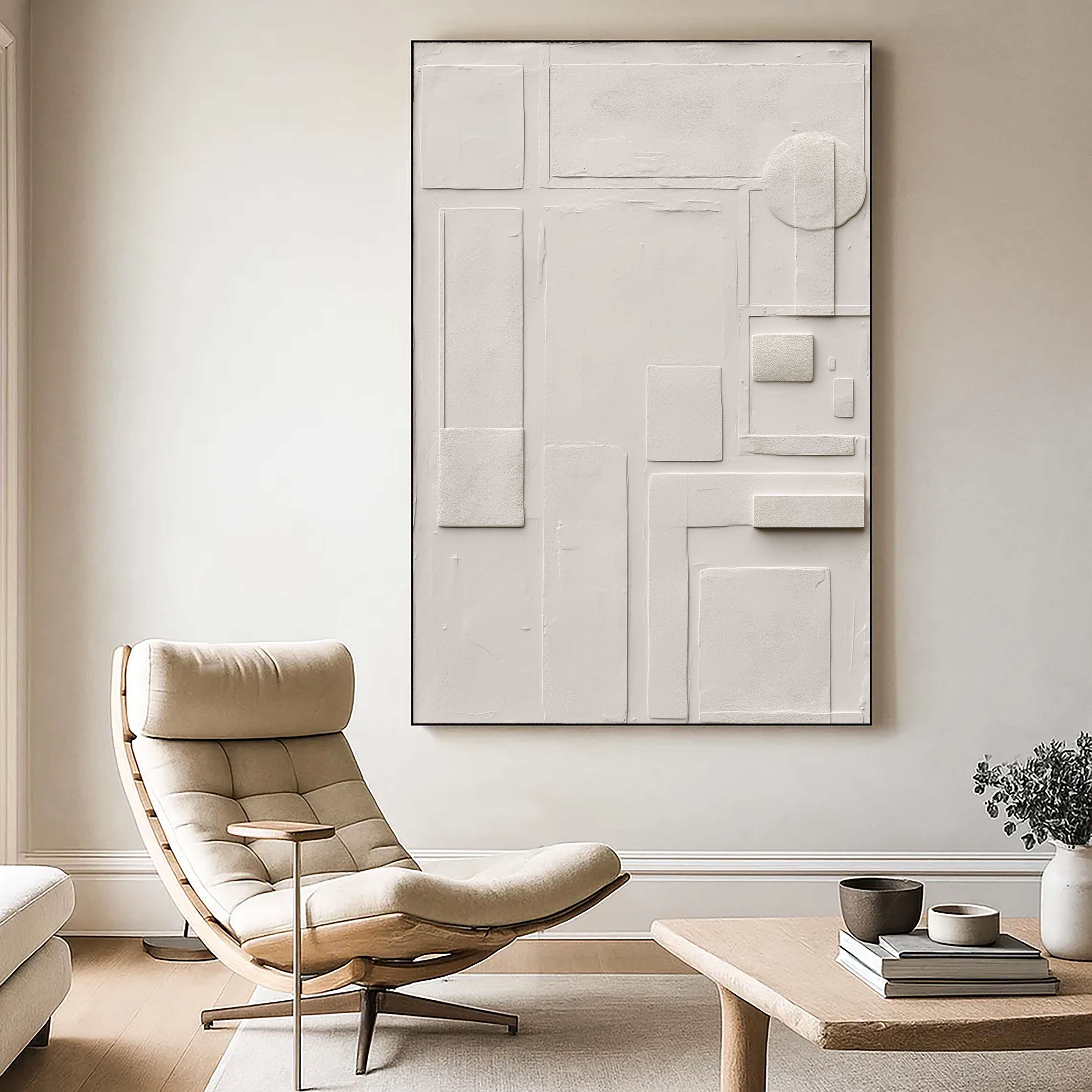 Textured Geometric Calm | Ivory Relief