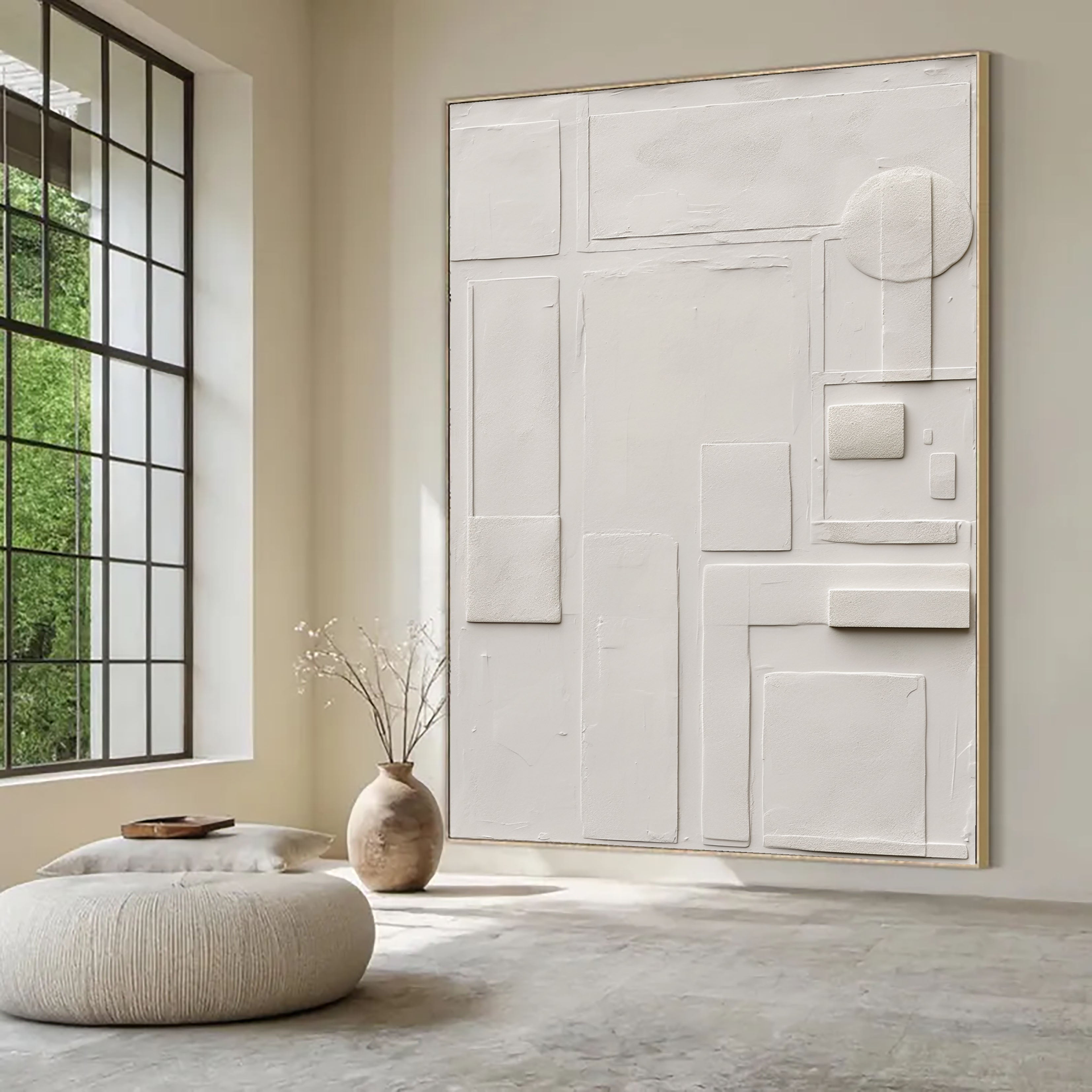 Textured Geometric Calm | Ivory Relief