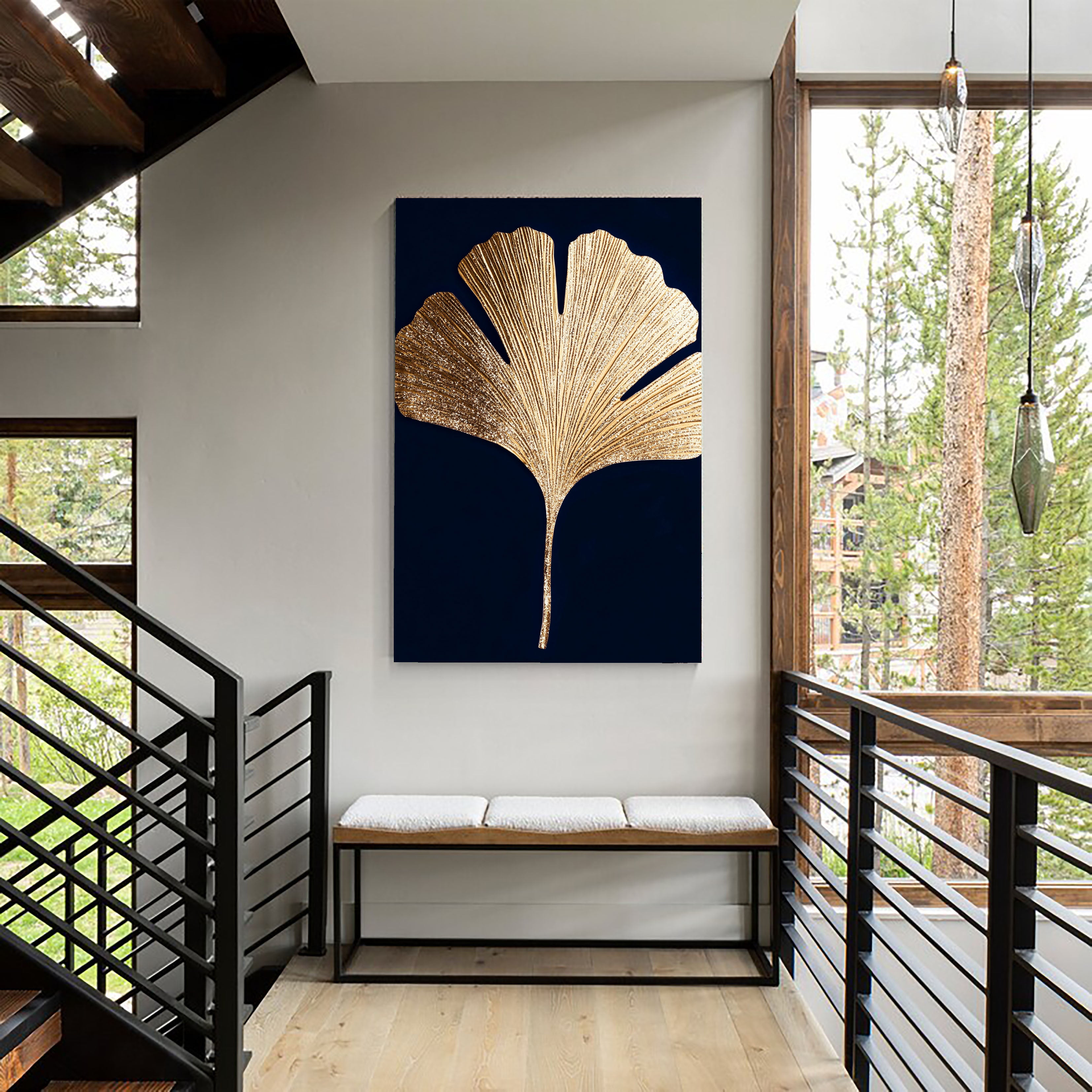 Textured Ginkgo Glow | Gold Leaf