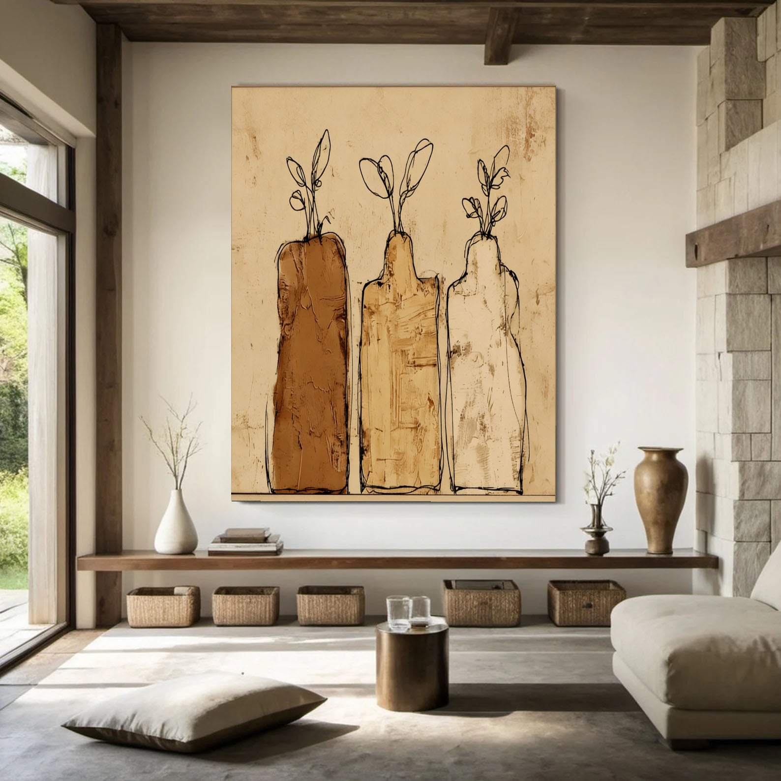 Textured Vase Trio | Warm Neutrals