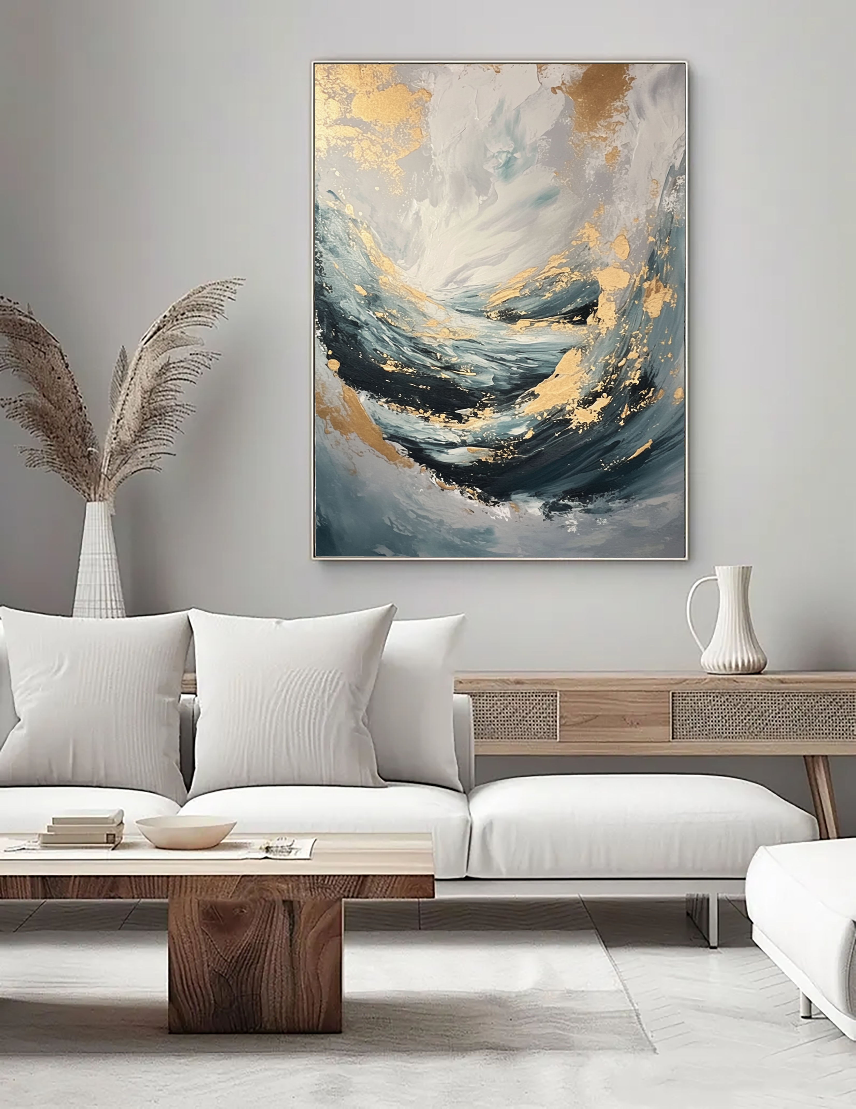 Textured Ocean Swirl | Gold Crests