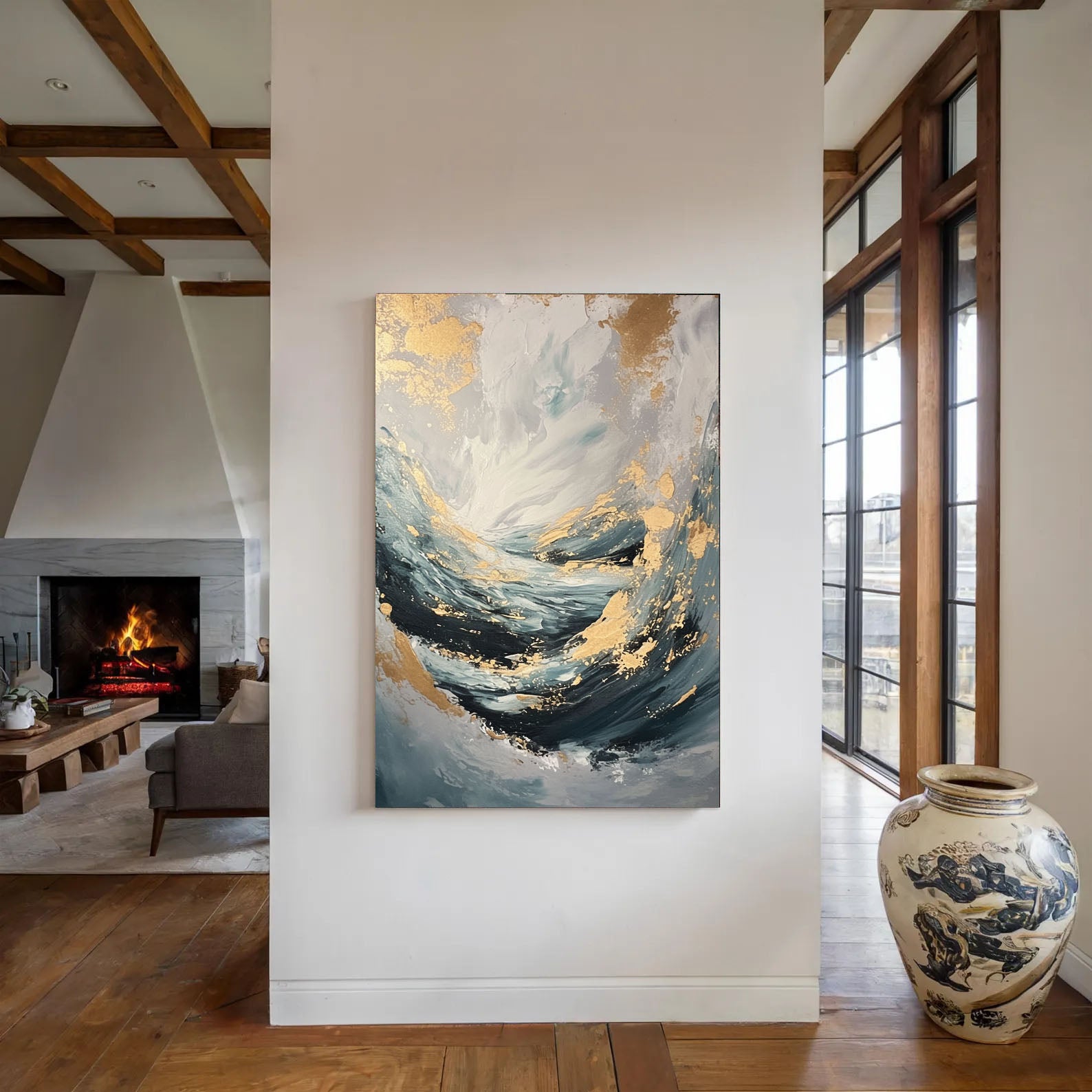 Strukturiertes Meereswirbelmuster | Goldene Wellenkämme