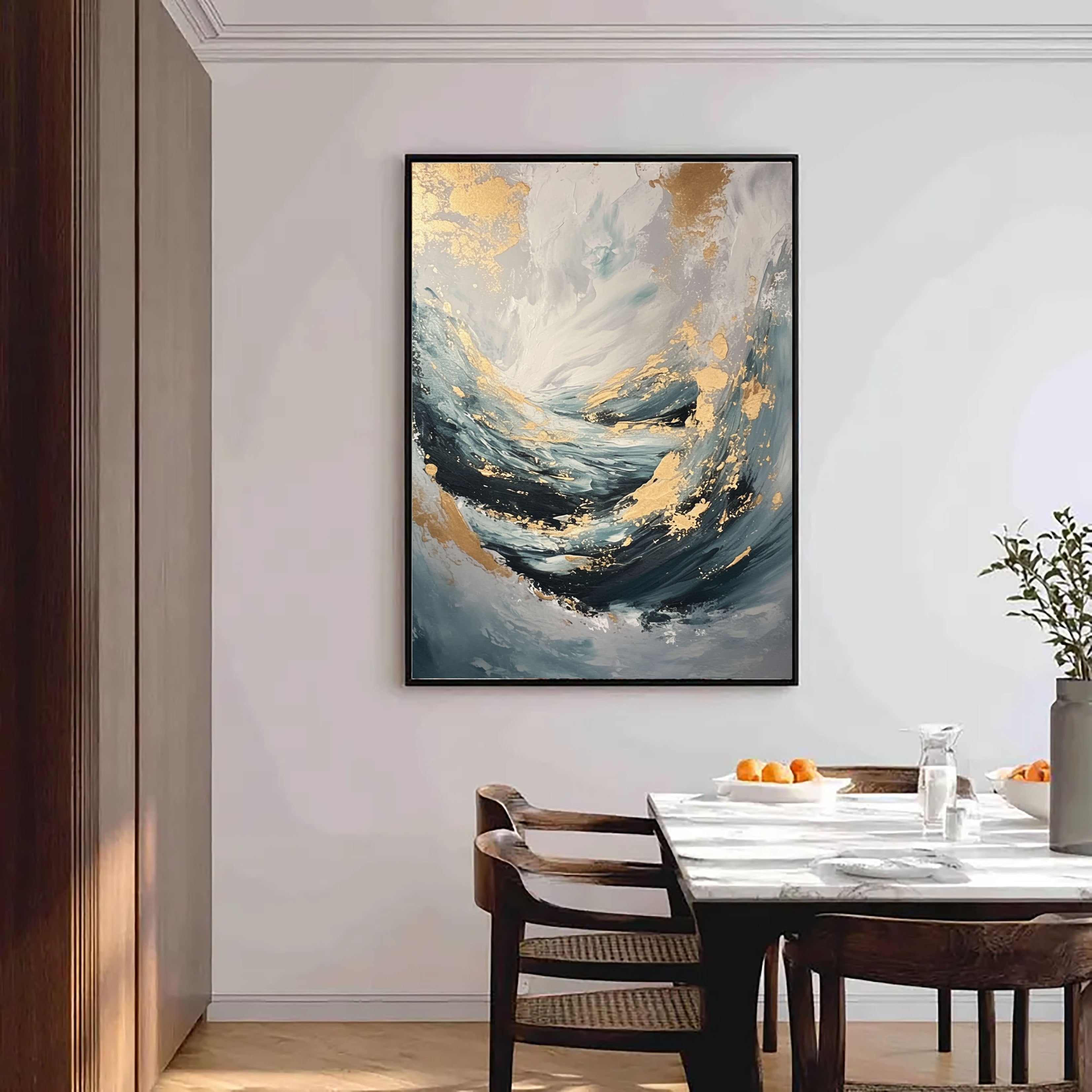 Textured Ocean Swirl | Gold Crests