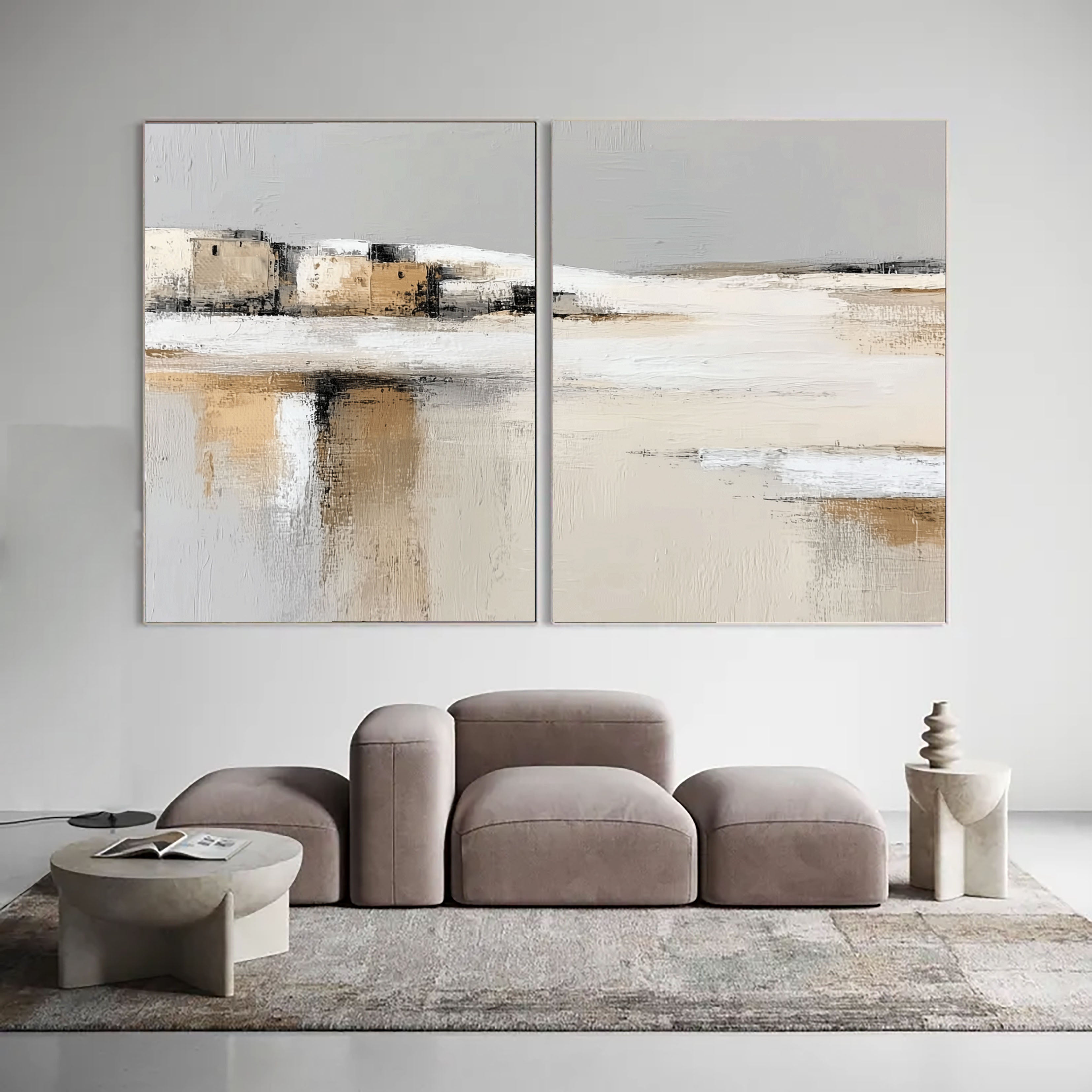 Minimalist Coastal Landscape | Beige Tones